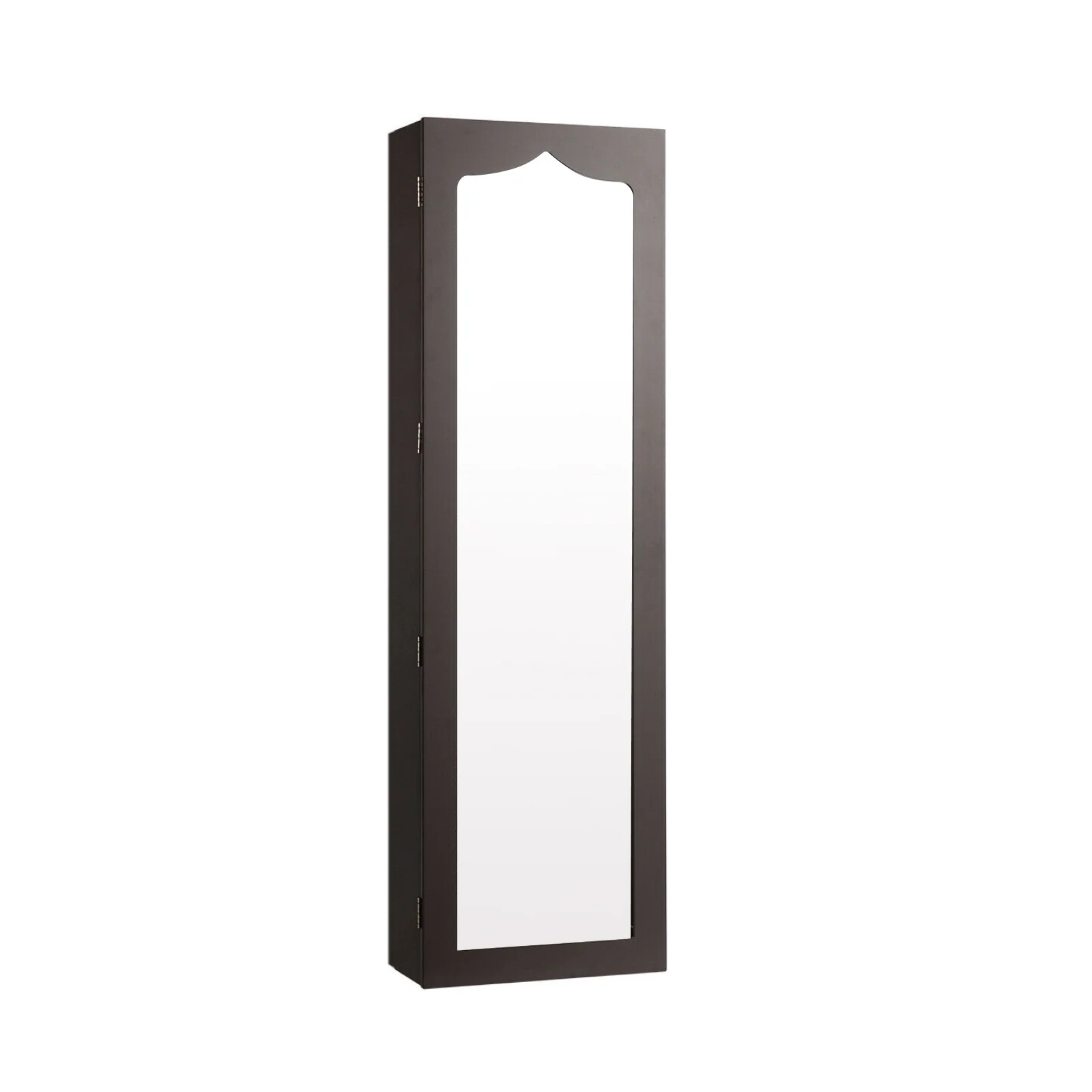 Door Hanging Mirror Jewelry Armoire, Full Length Mirror, 6 Drawers, Brown