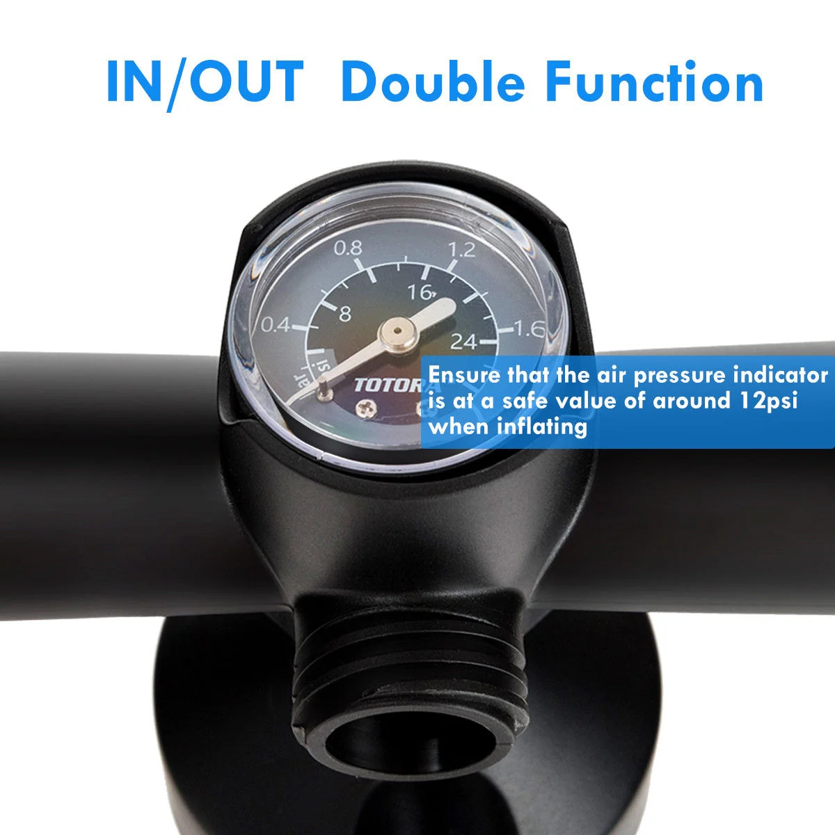Double Action Manual SUP Hand Pump With Gauge, Blue - Image 10