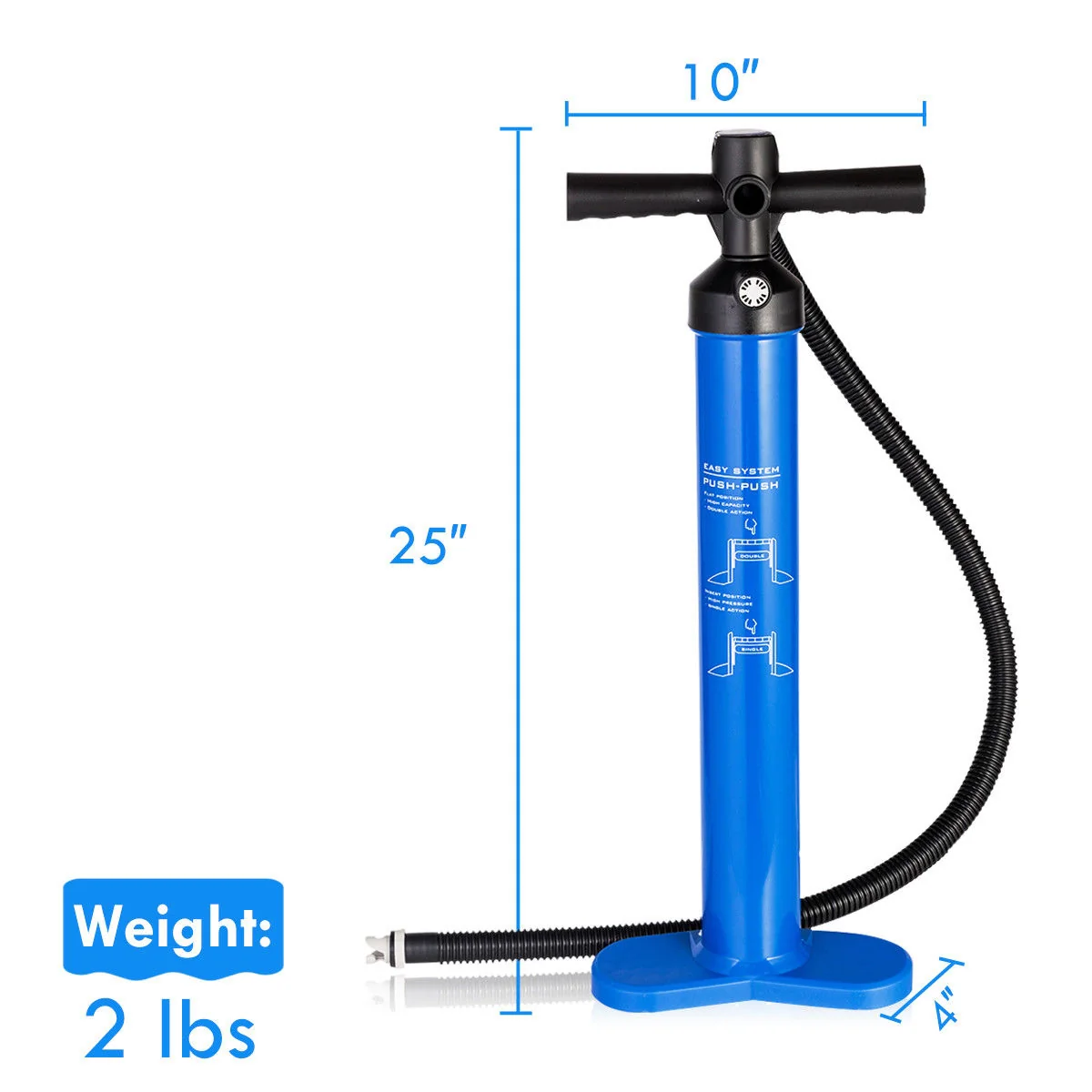 Double Action Manual SUP Hand Pump With Gauge, Blue - Image 6