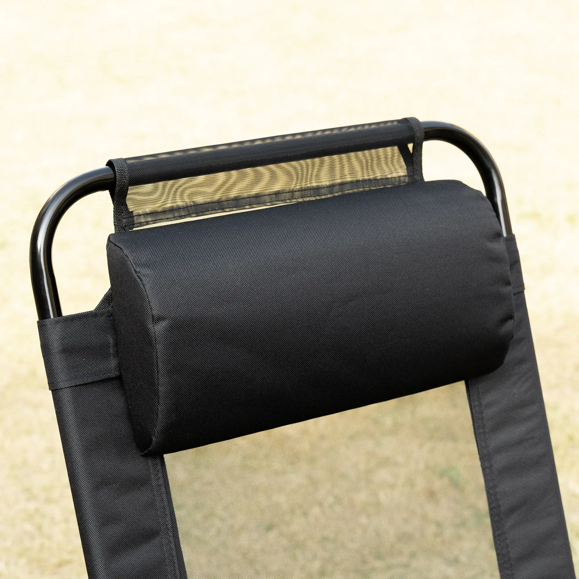 Double Camping Chairs, Foldable, Reclining, Headrest, Black - Image 9