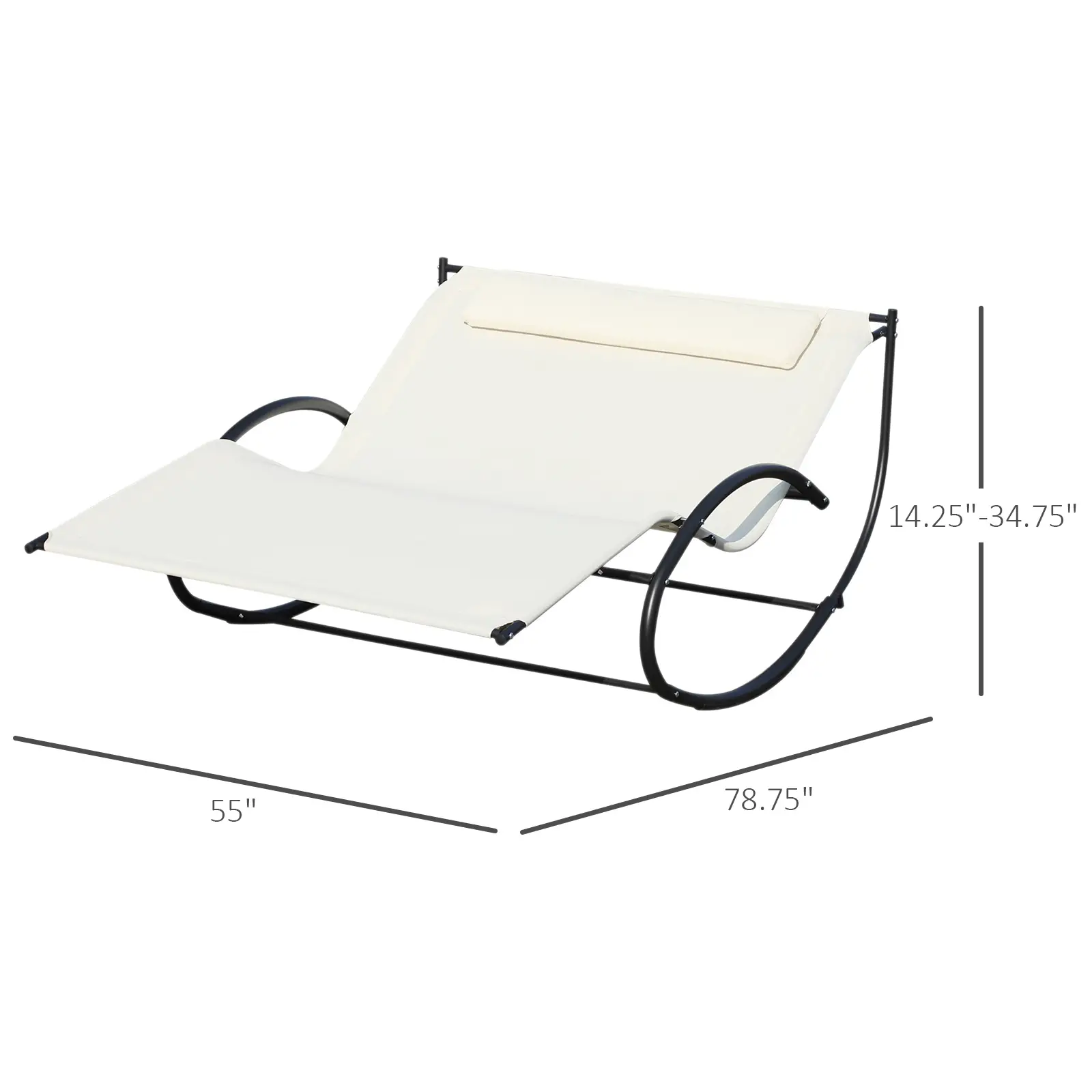 Double Chaise Lounger, Outdoor Hammock Chair, Cream White - Image 3