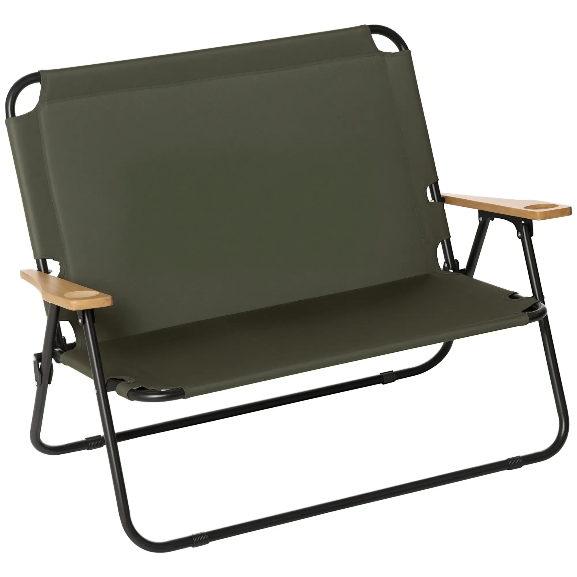 Double Folding Chair, Loveseat Camping Chair for 2, Portable Outdoor Chair, Green