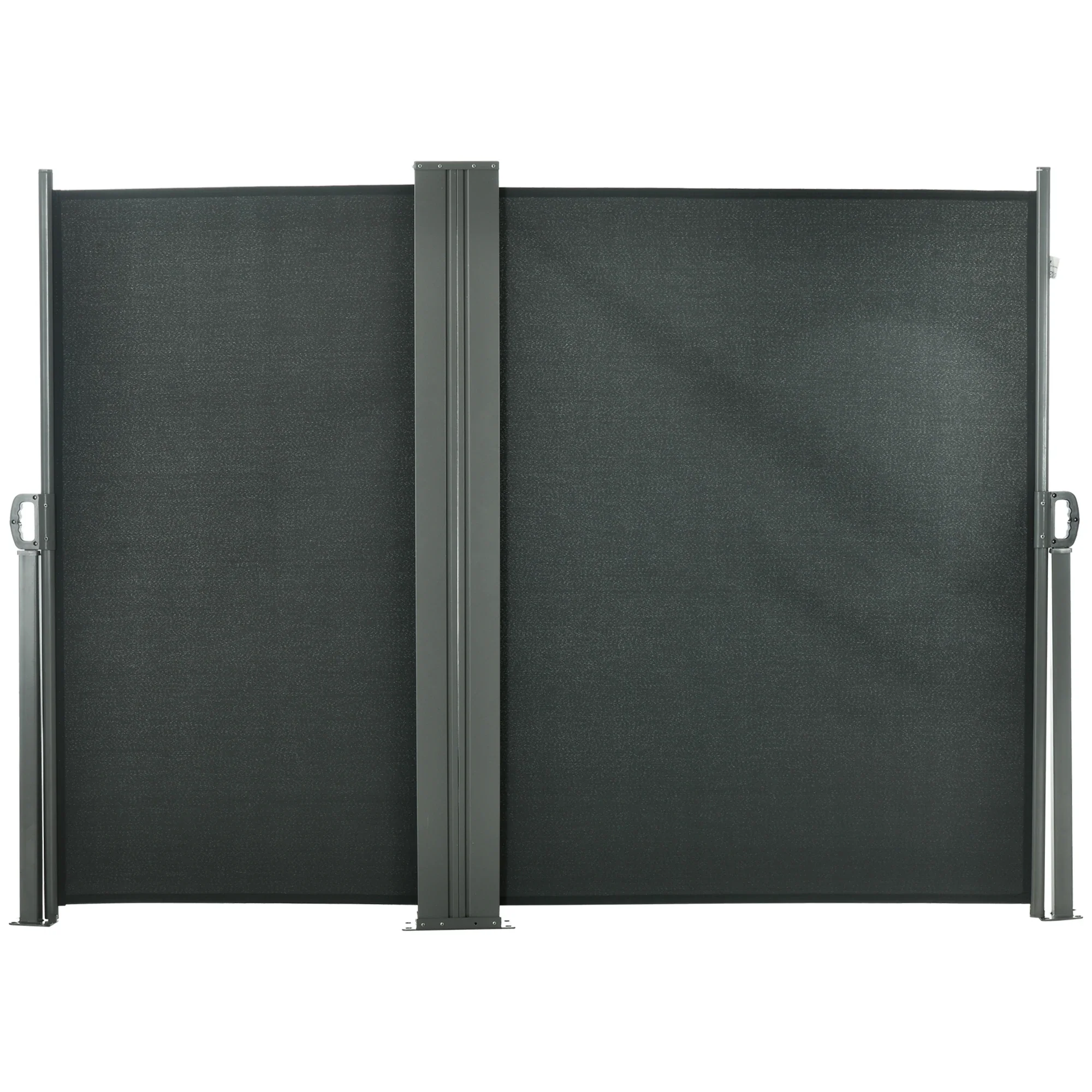 Double Retractable Side Awning, 236" x 63", Outdoor Privacy Wall, Grey