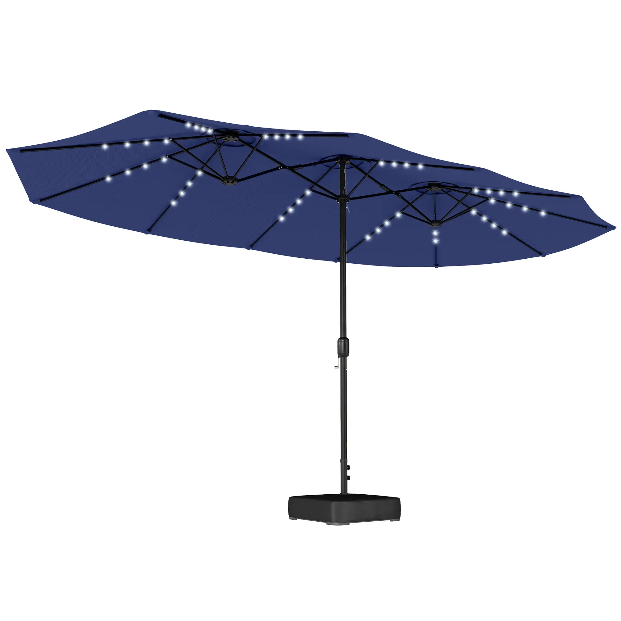 Double-Sided Patio Umbrella, 15ft, 48 LED Lights, Base Included, Dark Blue - Image 11