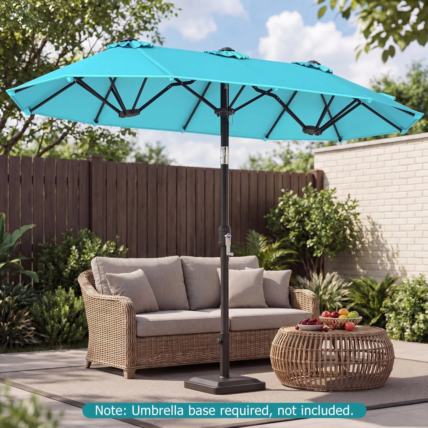 Double-Sided Patio Umbrella, Turquoise - Image 2