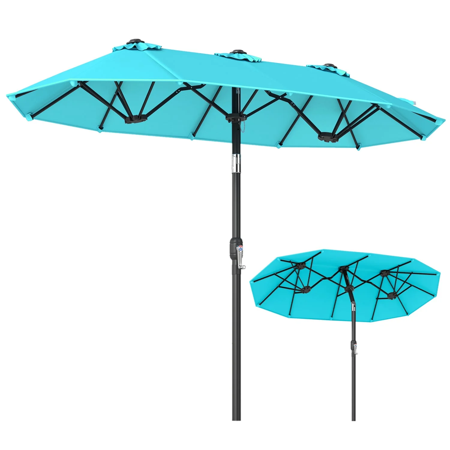Double-Sided Patio Umbrella, Turquoise - Image 4