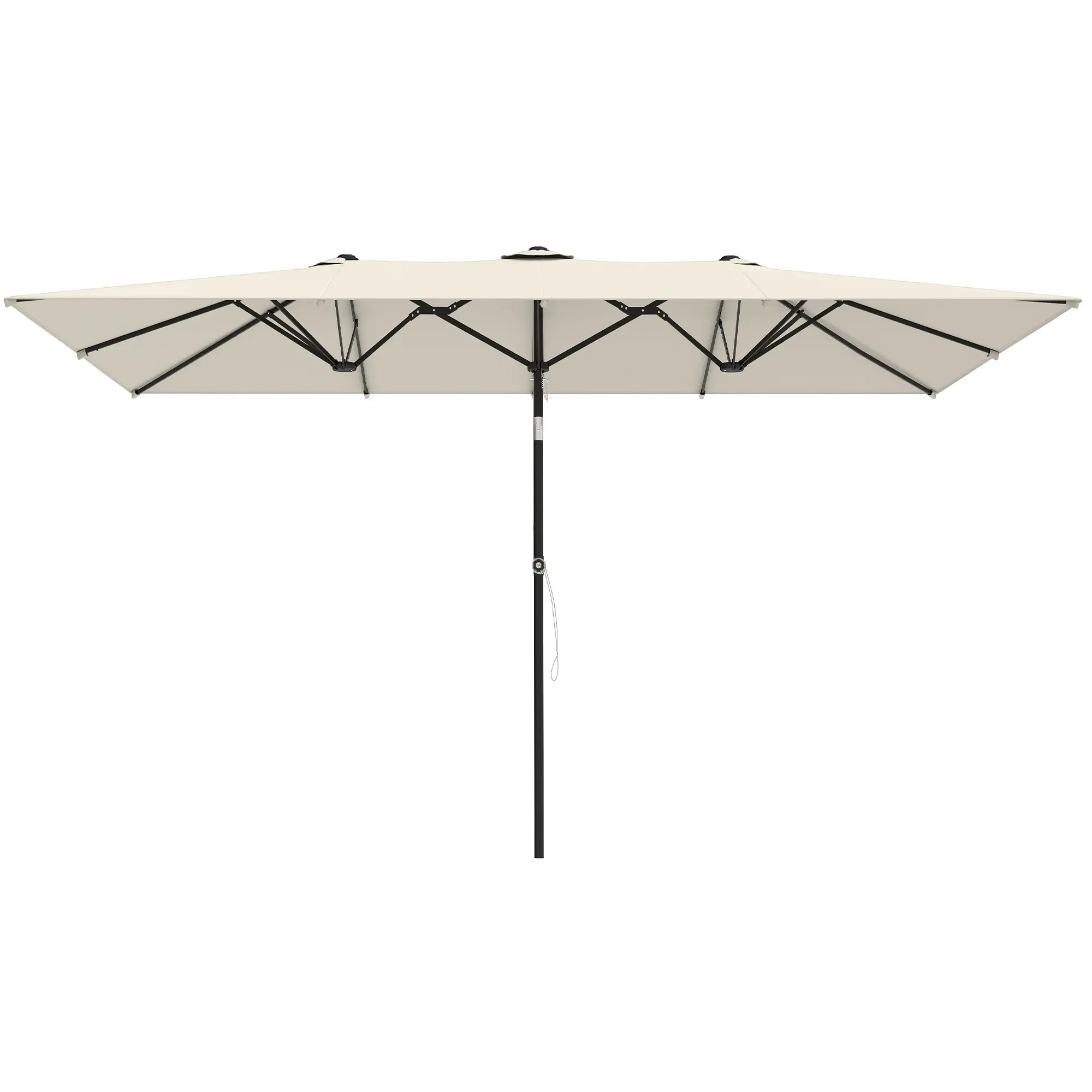 Double-Sided Patio Umbrella With Tilt, Adjustable Height, Vents, 12 Ribs, White