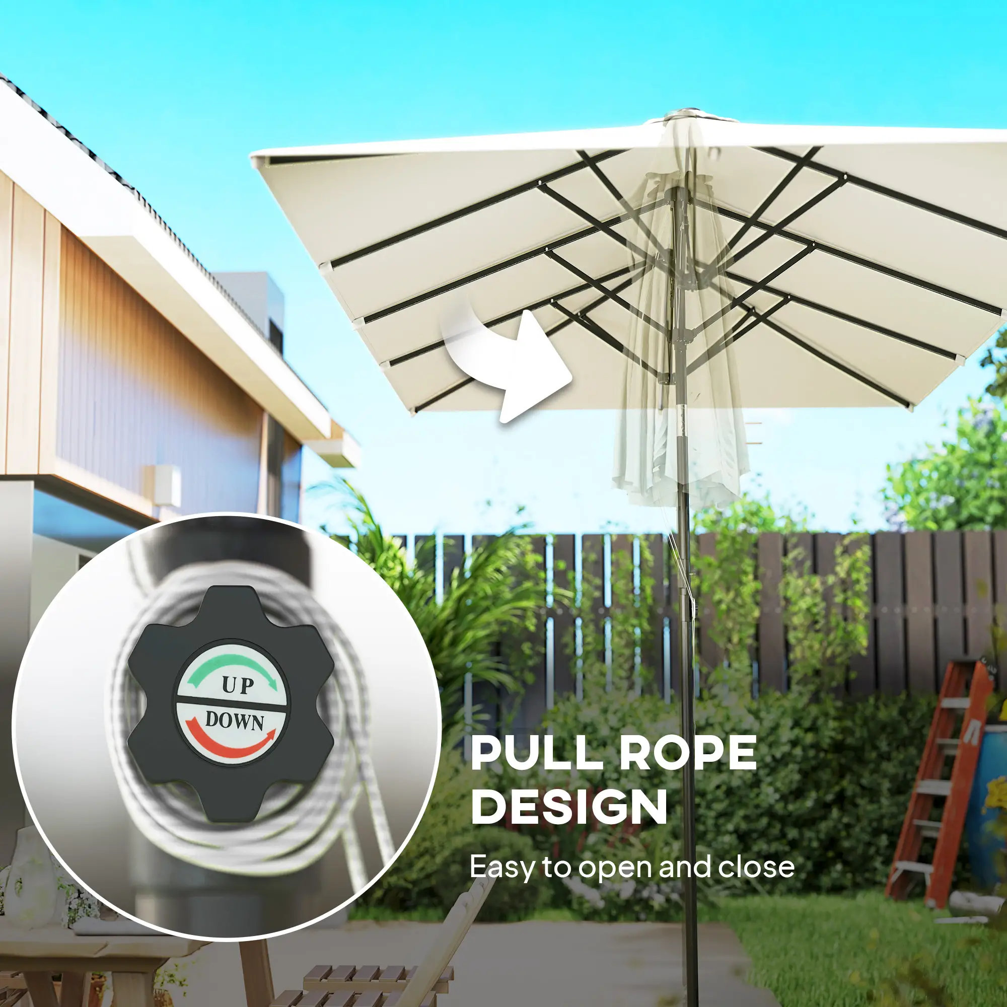 Double-Sided Patio Umbrella With Tilt, Adjustable Height, Vents, 12 Ribs, White - Image 6