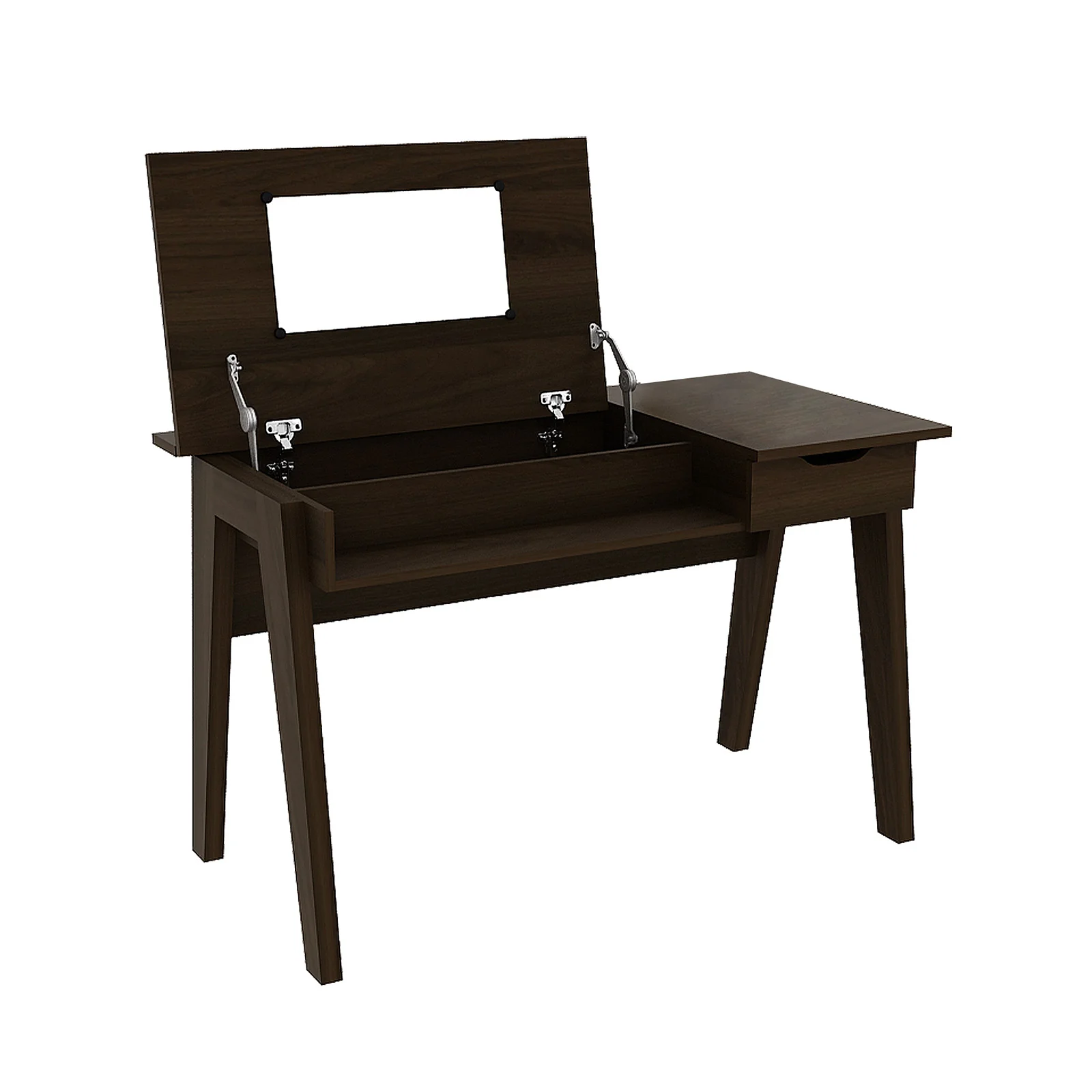 Dressing Table With Flip Mirror, Storage Drawer, Brown