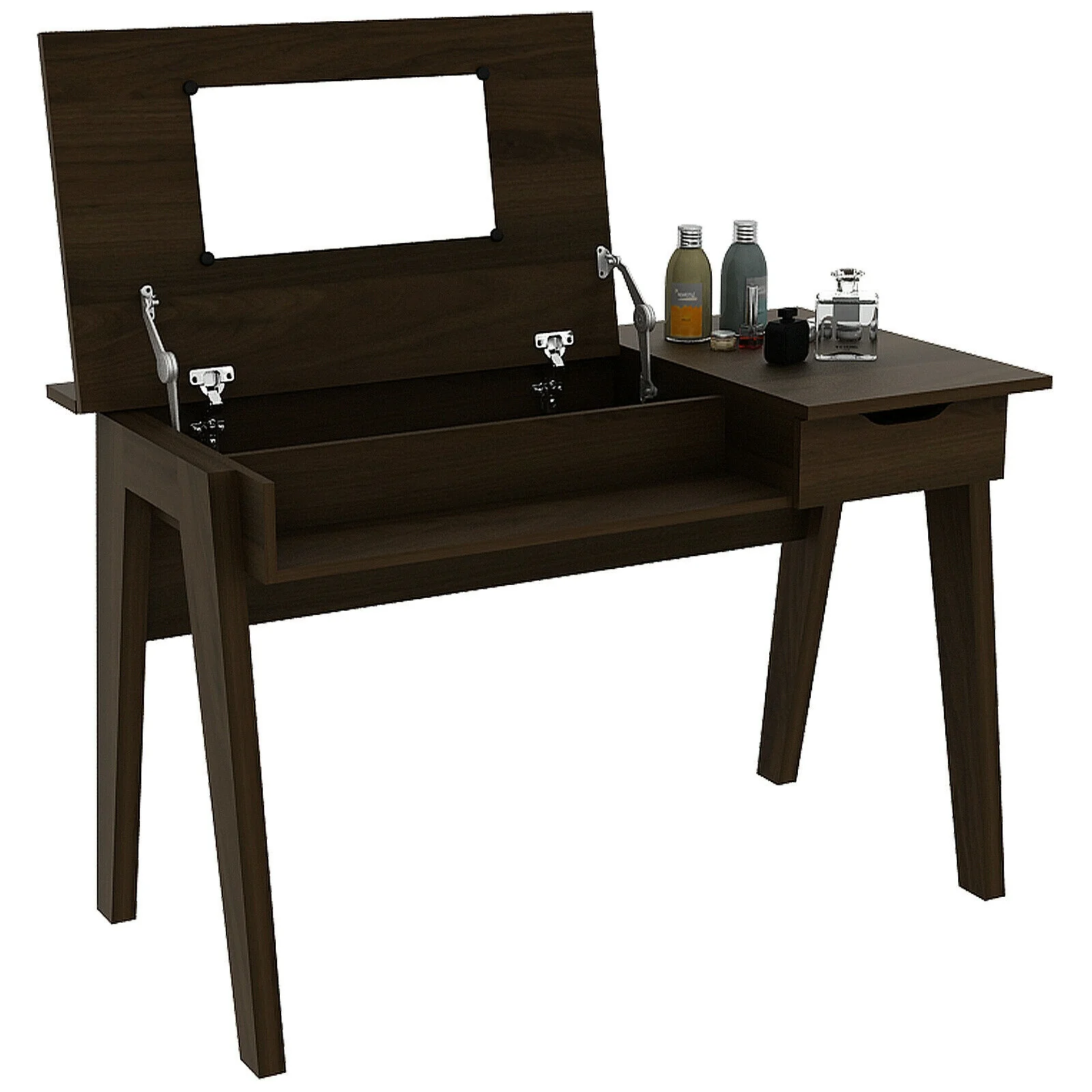 Dressing Table With Flip Mirror, Storage Drawer, Brown - Image 8