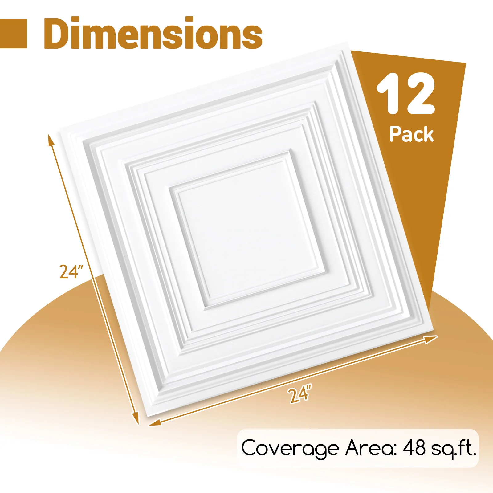 Drop Ceiling Tiles 24" x 24", PVC Panels 3D Patterns 12-Pack, White - Image 5