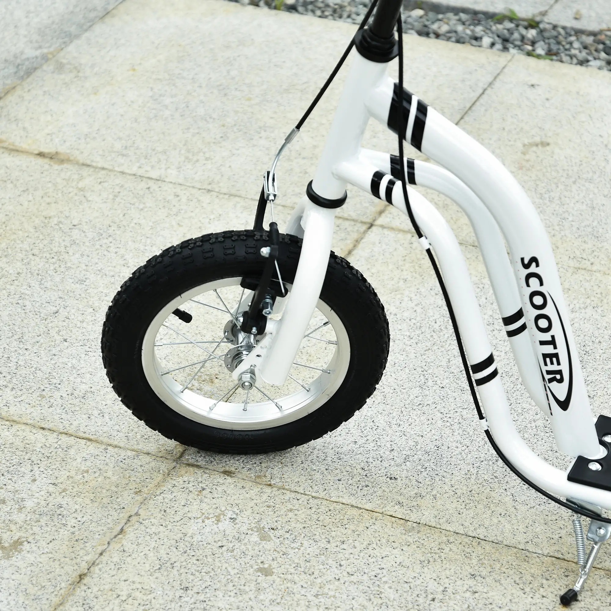 Dual Brakes Kick Scooter, 12-Inch Inflatable Wheel, Age 5+, White - Image 11