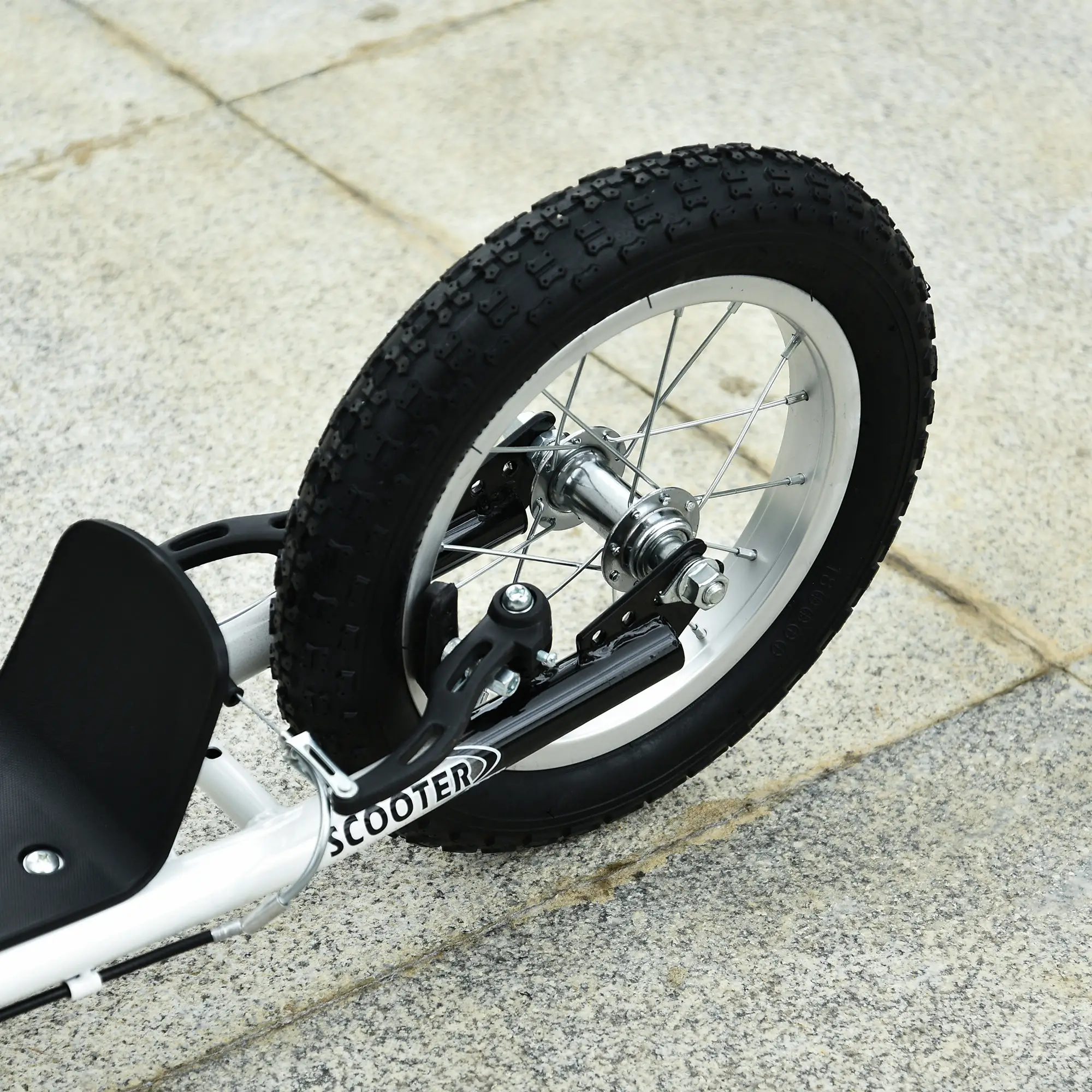 Dual Brakes Kick Scooter, 12-Inch Inflatable Wheel, Age 5+, White - Image 13