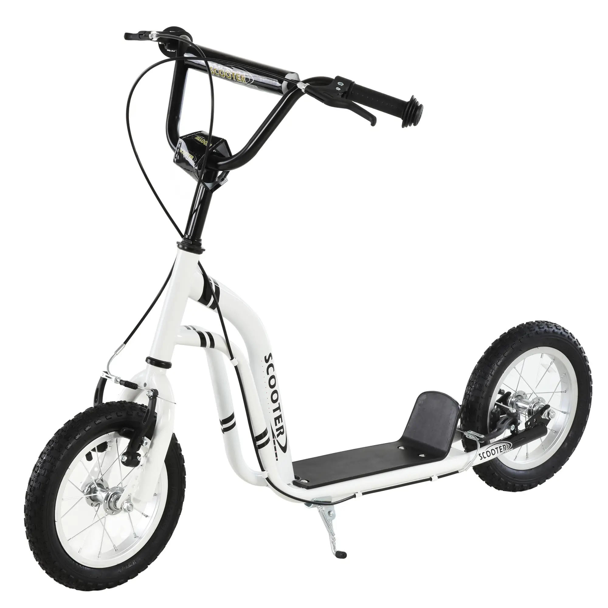 Dual Brakes Kick Scooter, 12-Inch Inflatable Wheel, Age 5+, White - Image 14