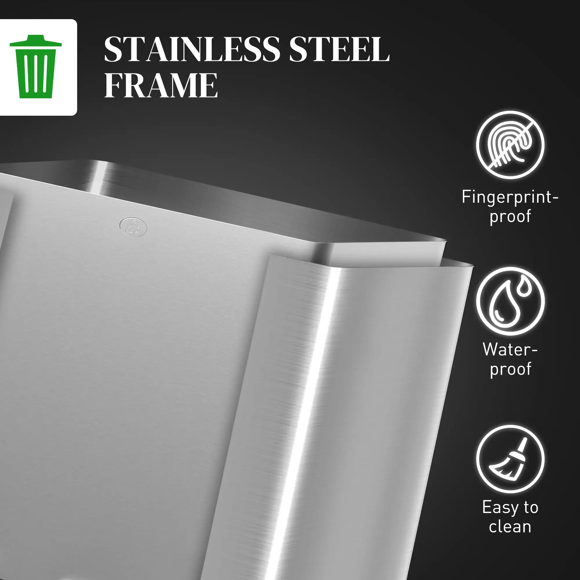 Dual Garbage Bin, Soft Close Trash Can, 2 x 15 Liter, Silver - Image 9