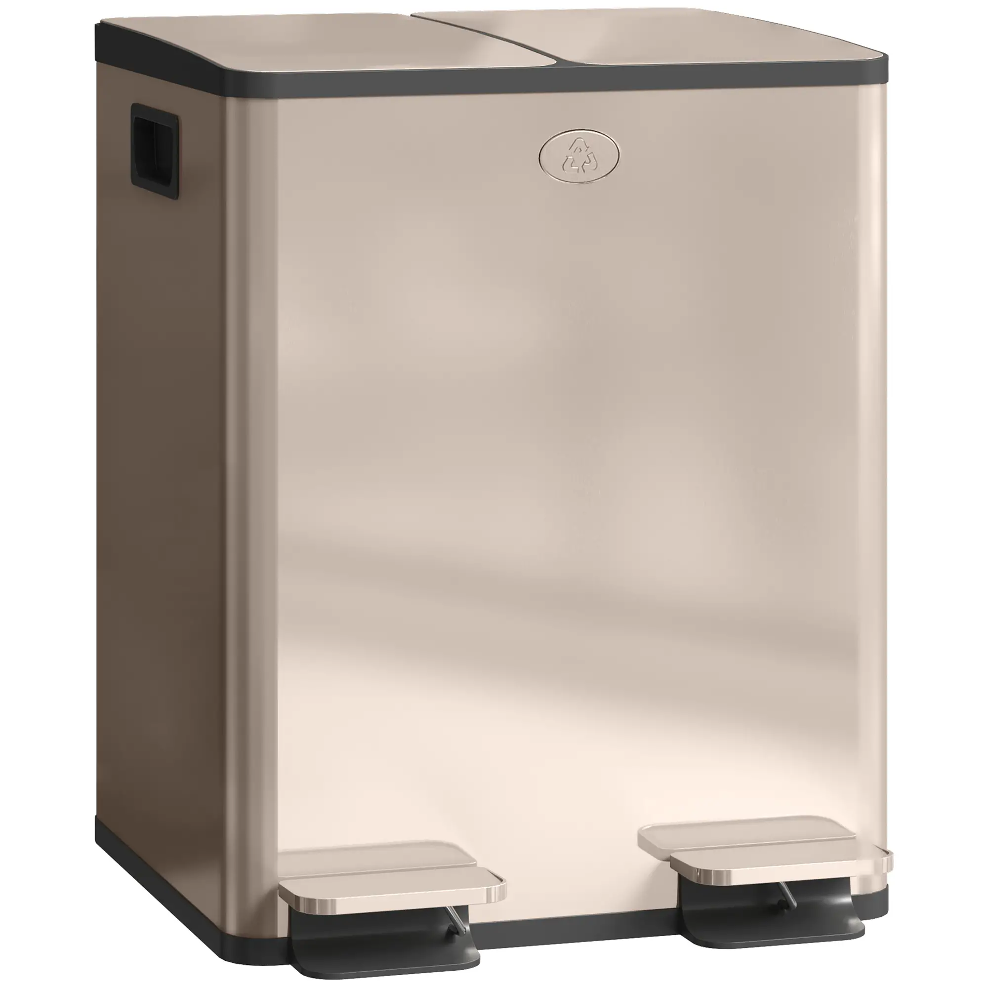Dual Garbage Bin, Soft Close Trash Can, 2 x 20 Liter, Gold - Image 11