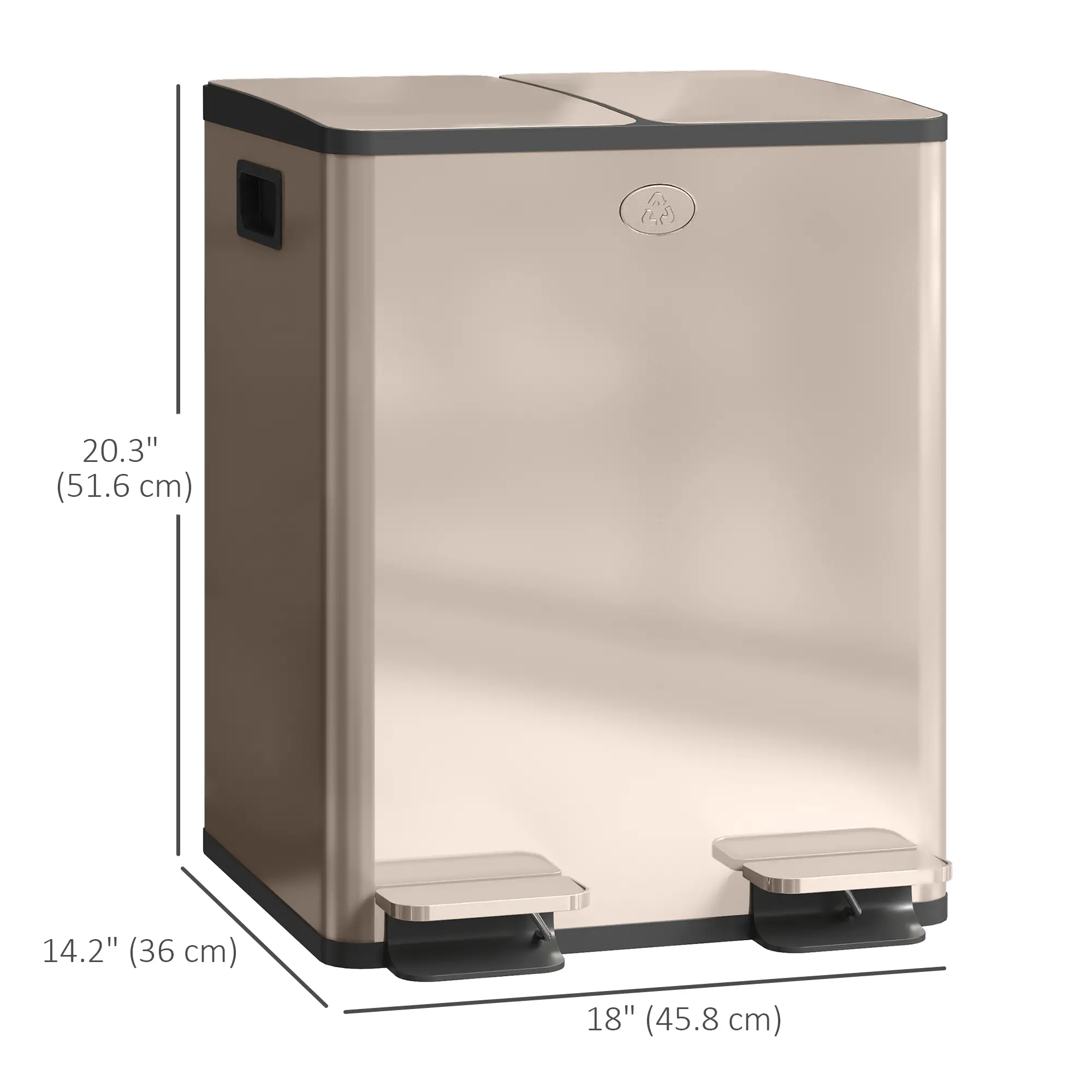 Dual Garbage Bin, Soft Close Trash Can, 2 x 20 Liter, Gold - Image 3