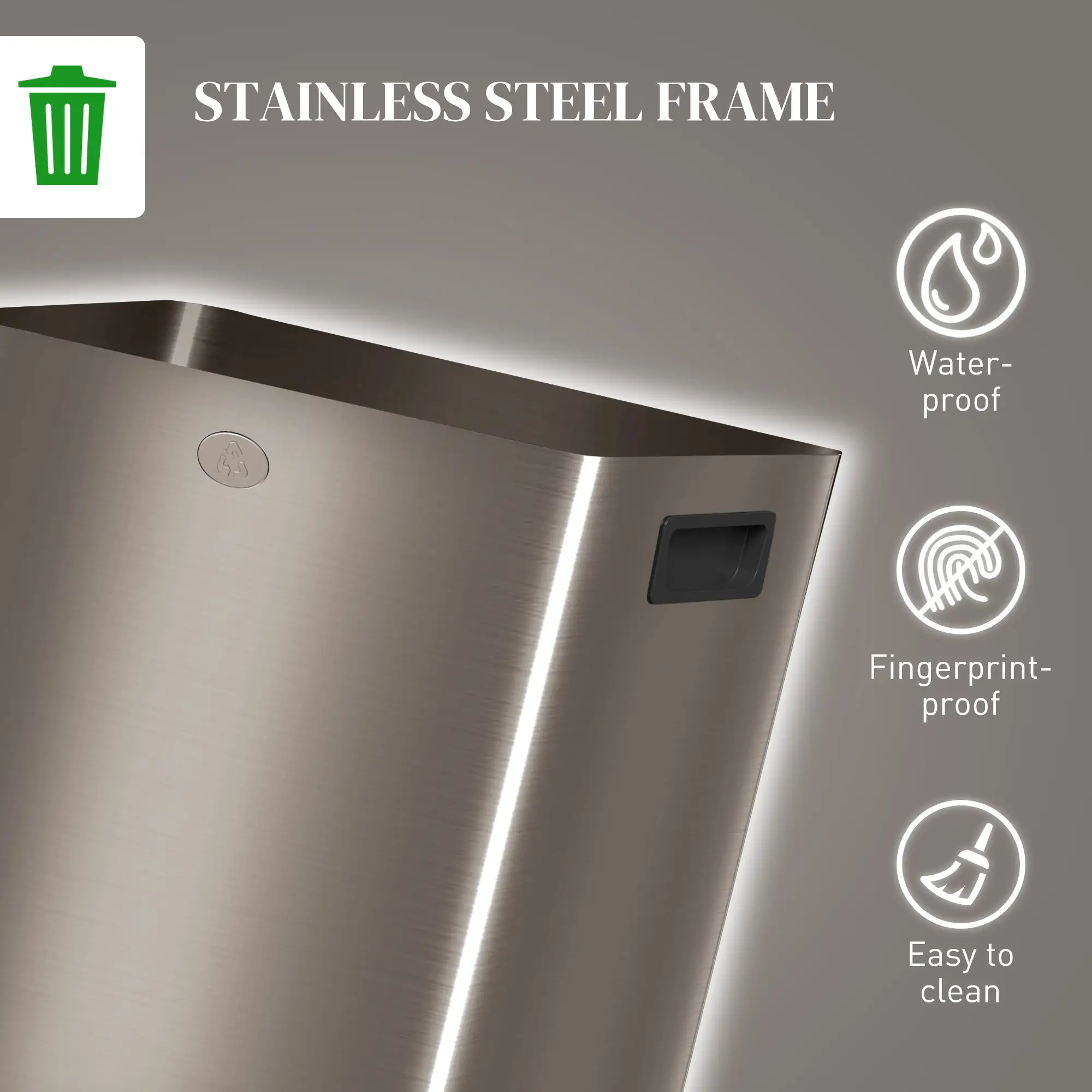 Dual Garbage Bin, Soft Close Trash Can, 2 x 20 Liter, Gold - Image 9