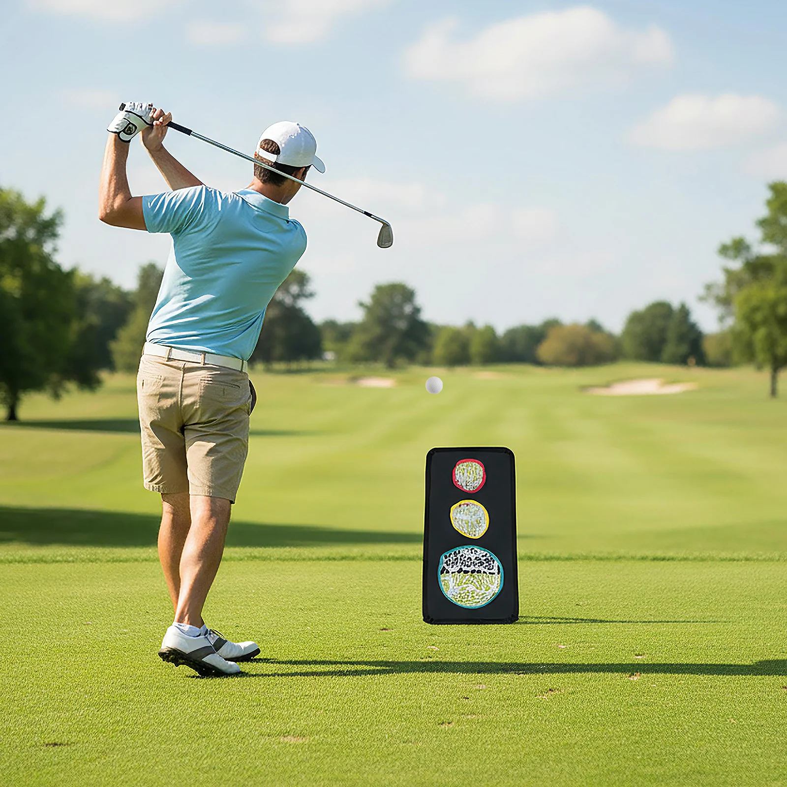 Dual-Sided Golf Chipping Net Triple Target Training System with 5 Target Holes - Image 6