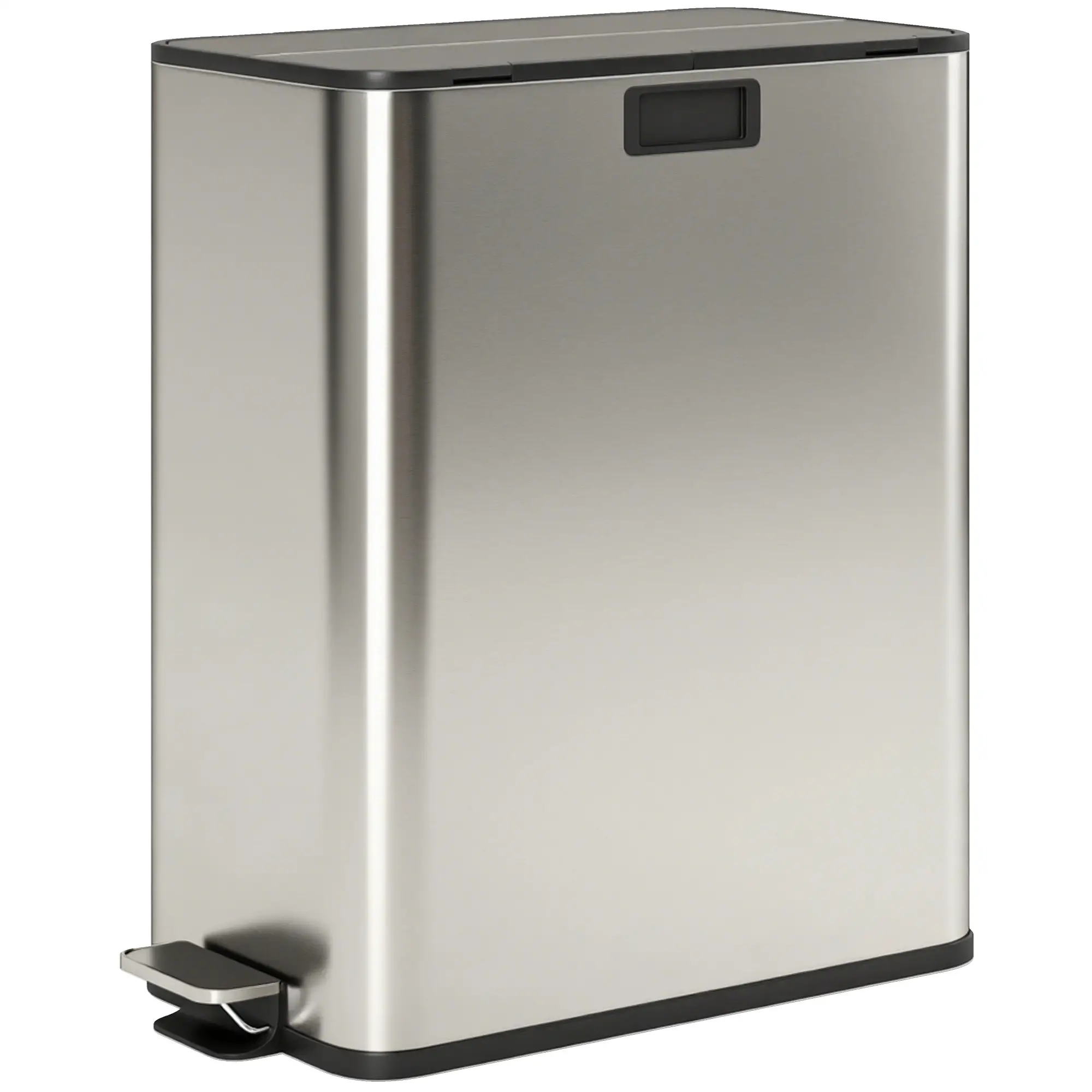 Dual Trash Can with Soft-Close Lid, Garbage Can with Removable Inner Bucket for Kitchen 14.8gal, Silver - Image 11