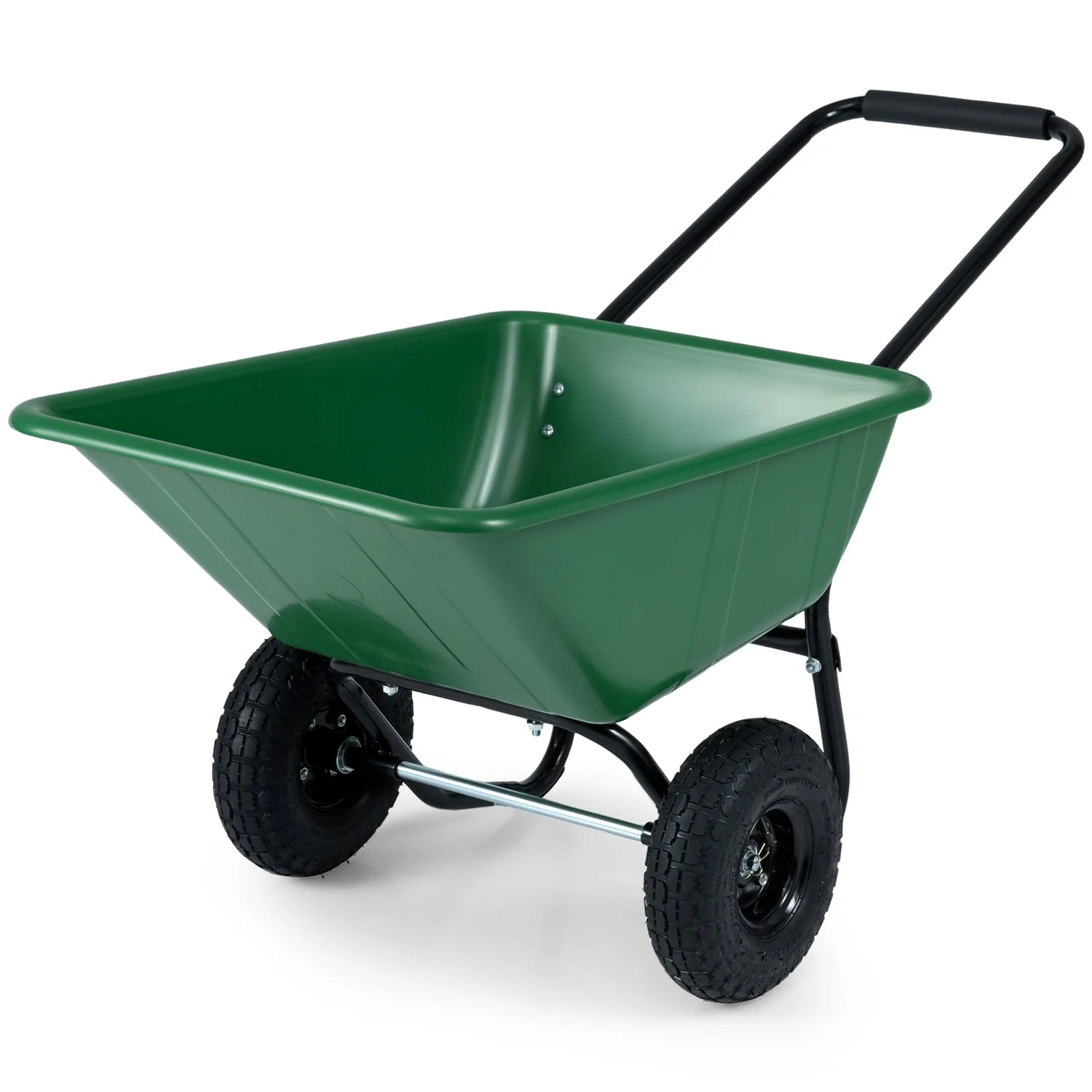 Dual-Wheel Garden Utility Cart, Pneumatic Tires, Green - Image 5