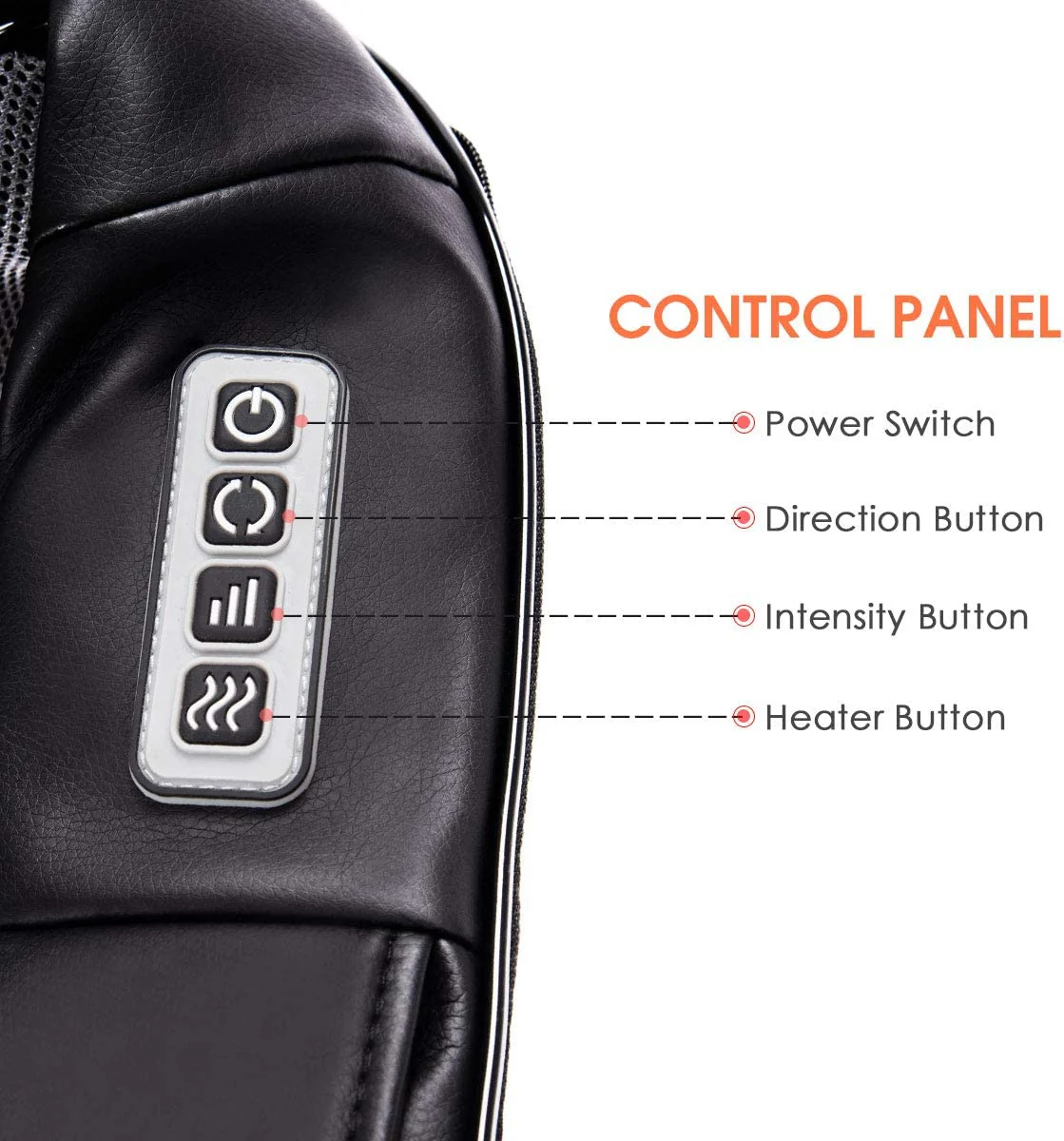 Electric Back and Neck Kneading Shoulder Massager with Heat Straps, Black - Image 10
