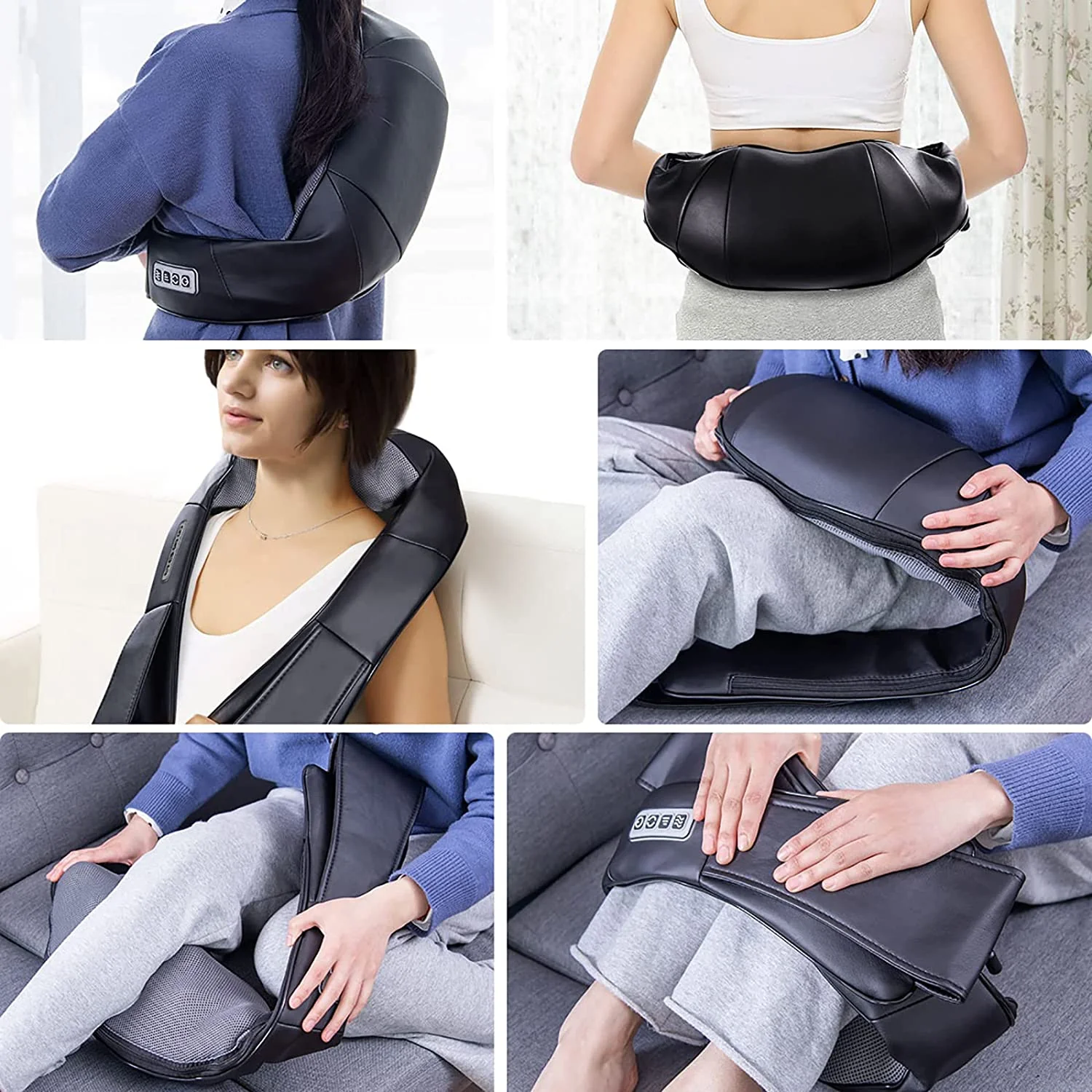Electric Back and Neck Kneading Shoulder Massager with Heat Straps, Black - Image 7