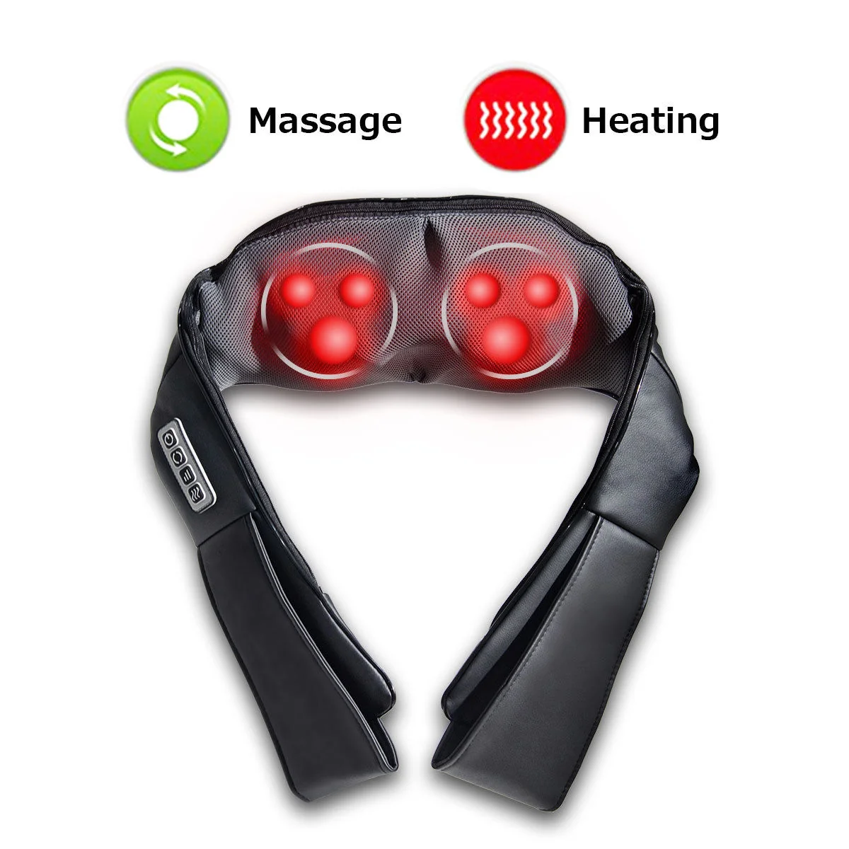 Electric Back and Neck Kneading Shoulder Massager with Heat Straps, Black - Image 9