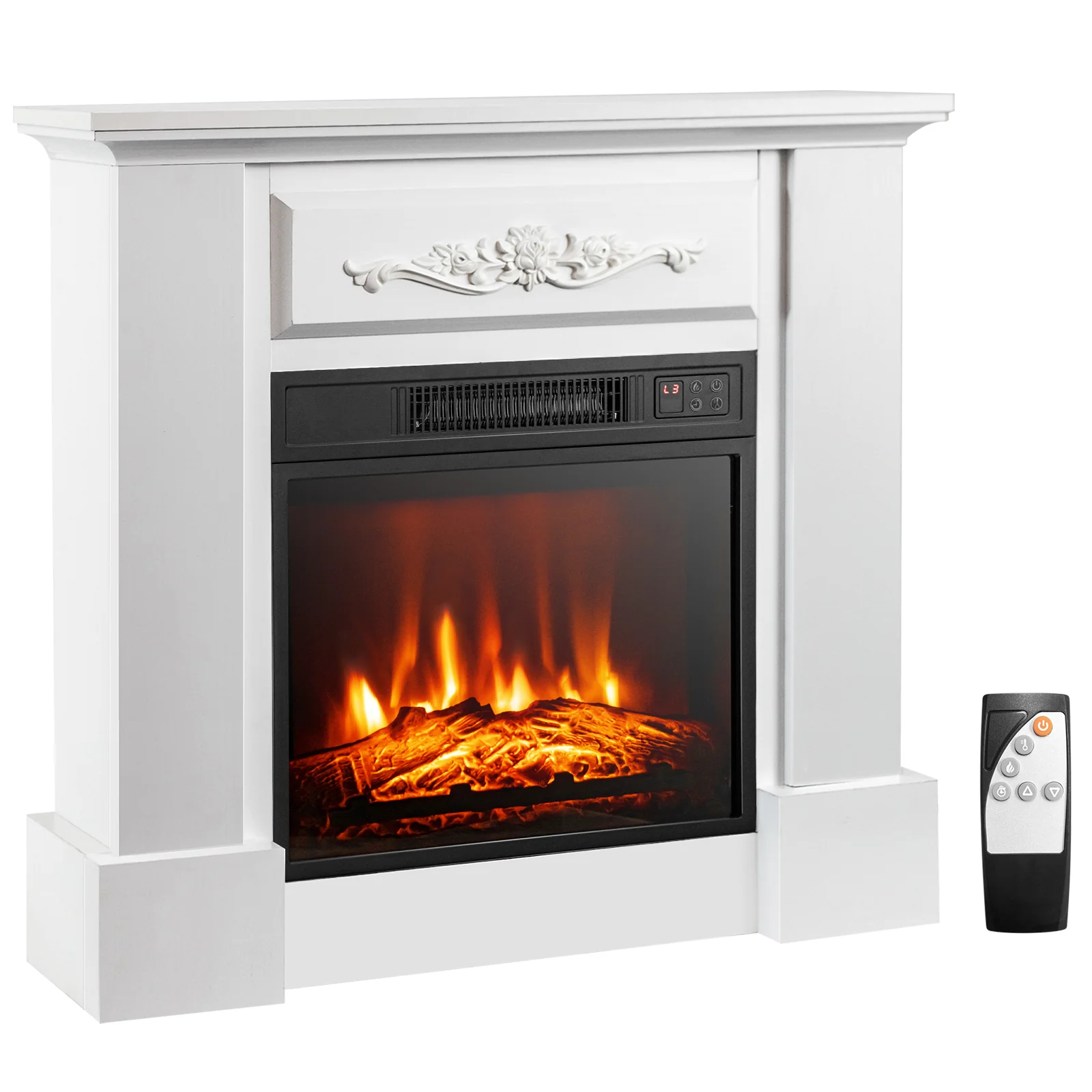 Electric Fireplace Mantel, 1400W, Remote Control, White - Image 4