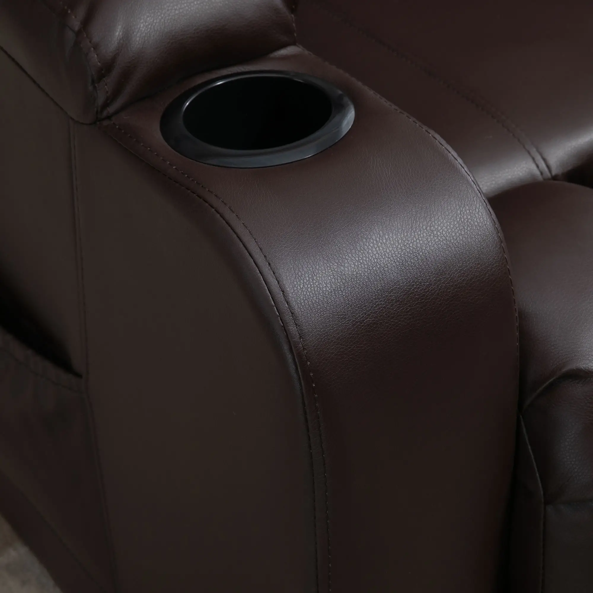 Electric Power Lift Chair, PU Leather Recliner Sofa with Footrest, Remote Control and Cup Holders, Brown - Image 11