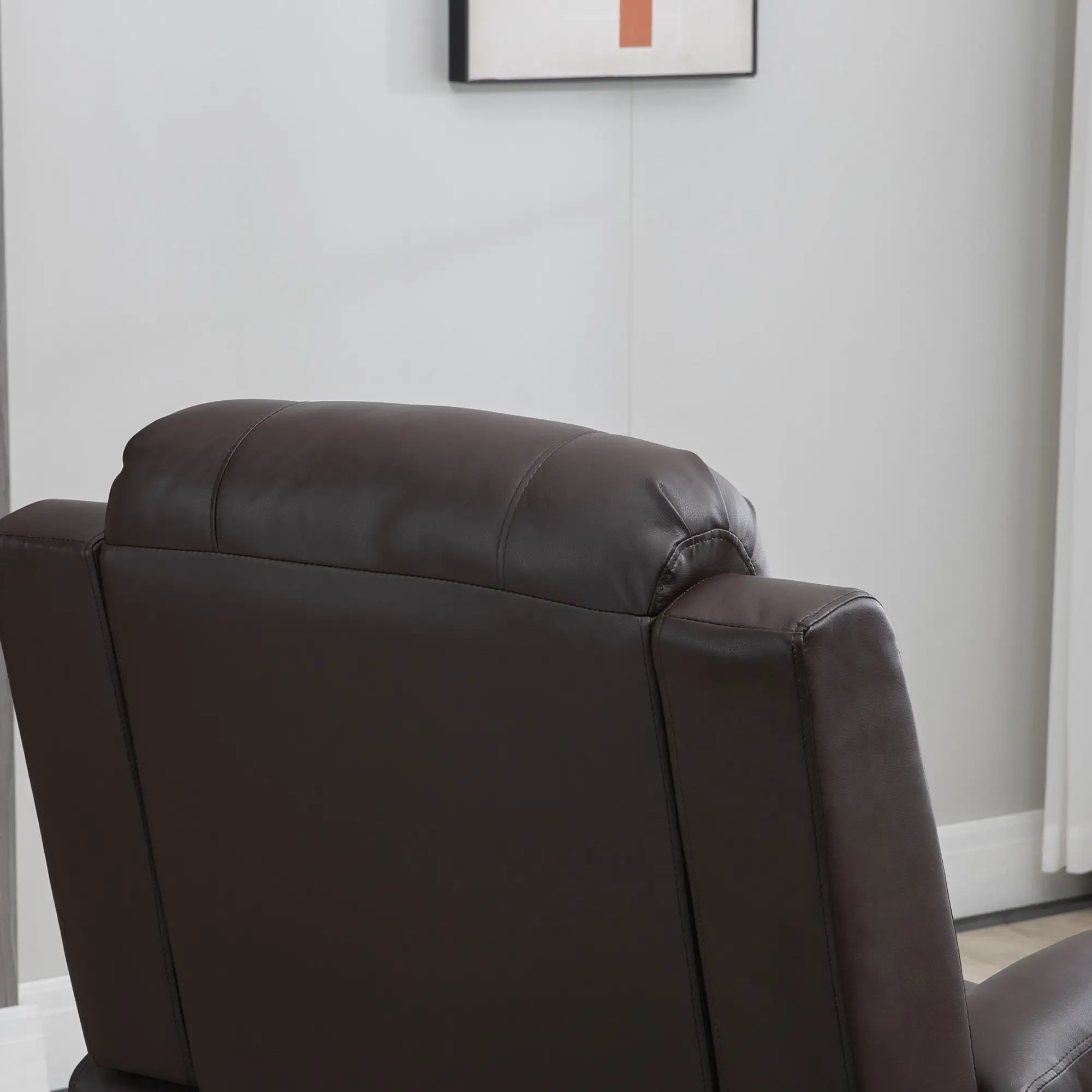 Electric Power Lift Chair, PU Leather Recliner Sofa with Footrest, Remote Control and Cup Holders, Brown - Image 12