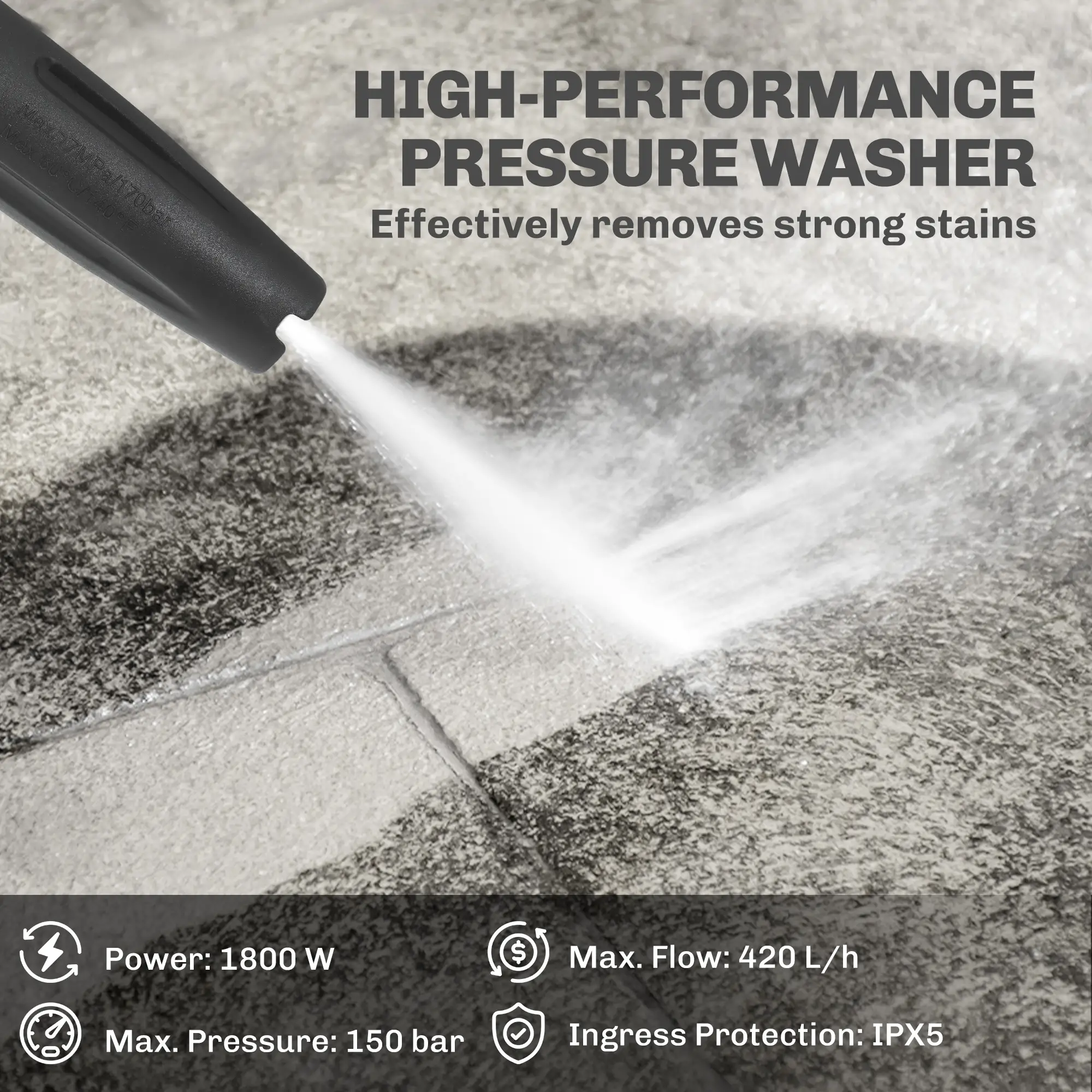 Electric Pressure Washer, 2176 PSI High Pressure Washer with 20 ft Outlet Hose, Adjustable Nozzle, 1.9GPM Power Washer - Image 4