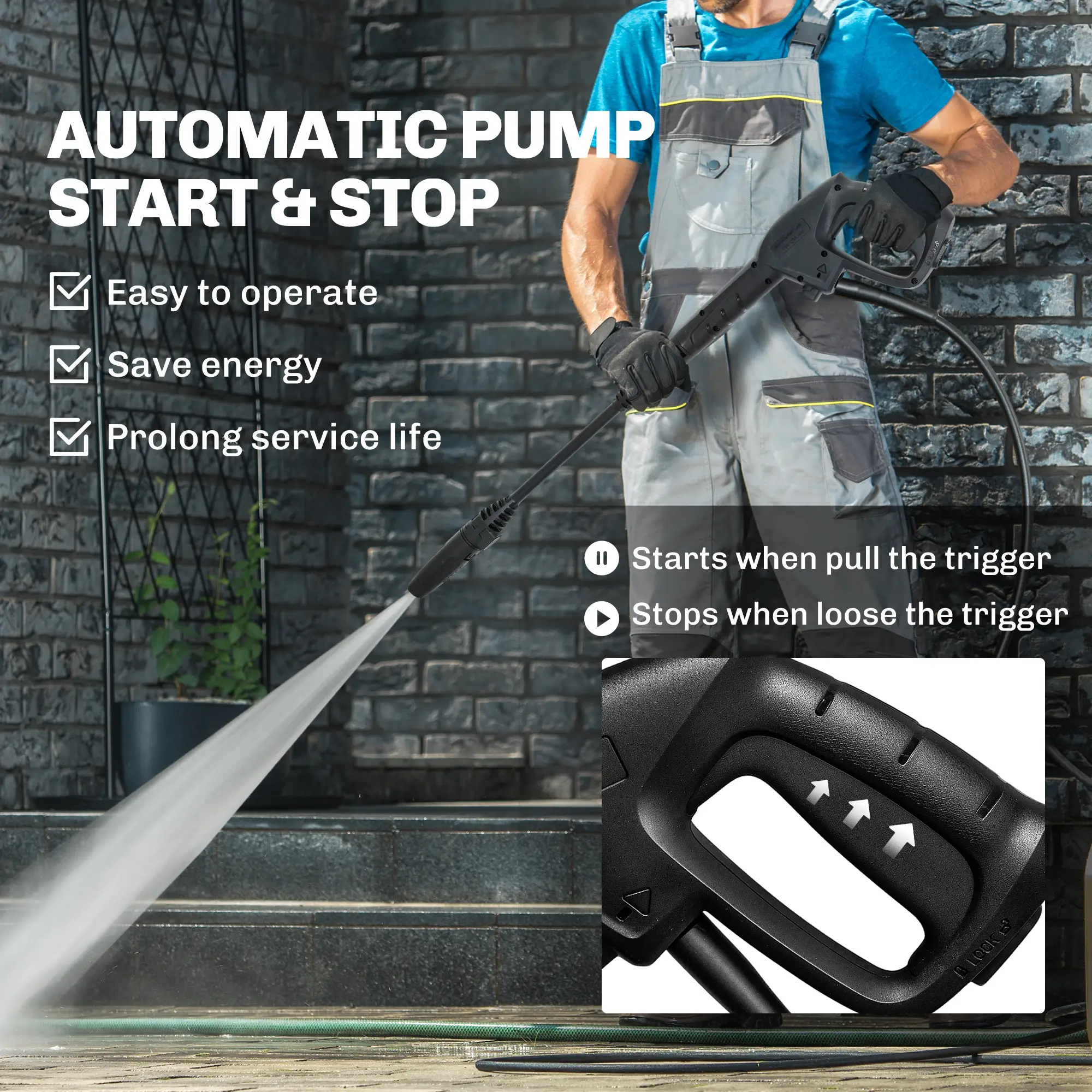 Electric Pressure Washer, 2176 PSI High Pressure Washer with 20 ft Outlet Hose, Adjustable Nozzle, 1.9GPM Power Washer - Image 6