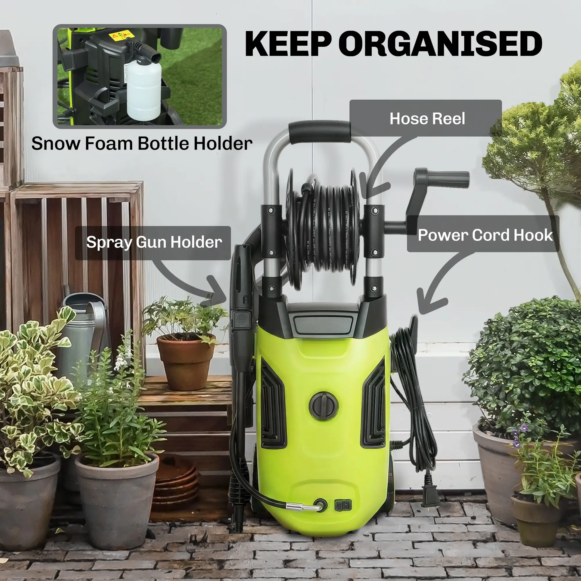 Electric Pressure Washer, 2176 PSI High Pressure Washer with 20 ft Outlet Hose, Adjustable Nozzle, 1.9GPM Power Washer - Image 7