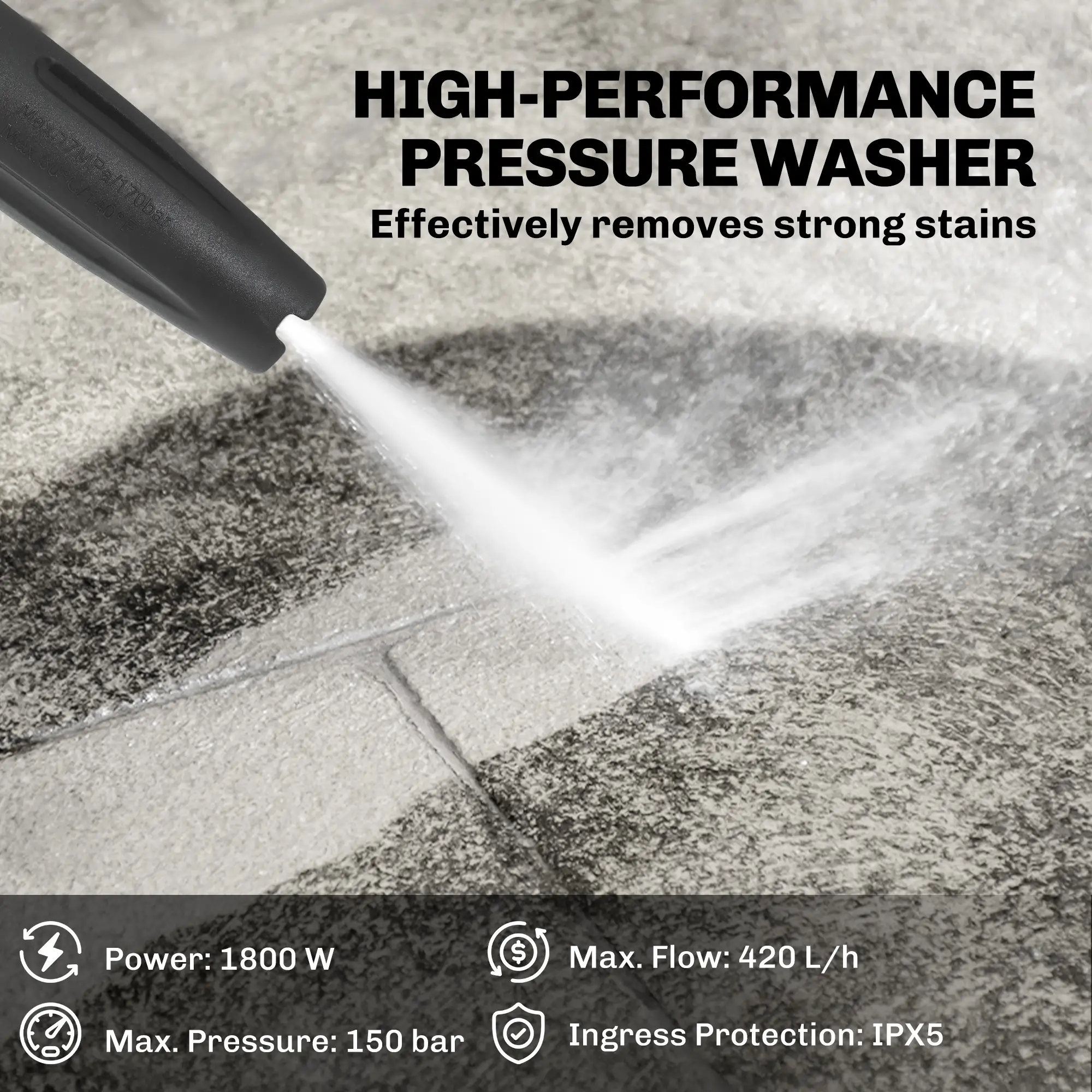 Electric Pressure Washer, 2176 PSI High Pressure Washer with 20 ft Outlet Hose, Adjustable Nozzle, 1.9GPM Power Washer - Image 4