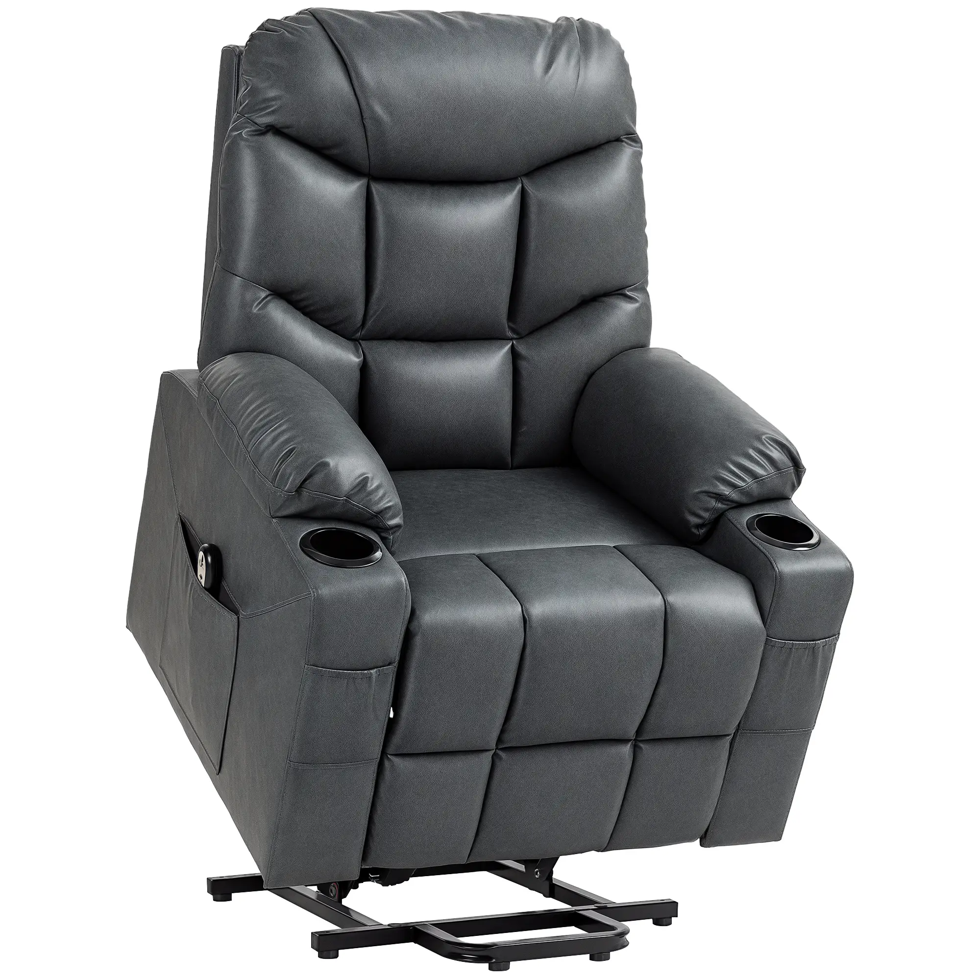 Electric Recliner Chair, PU Leather, Quick Assembly, Remote, Grey - Image 11