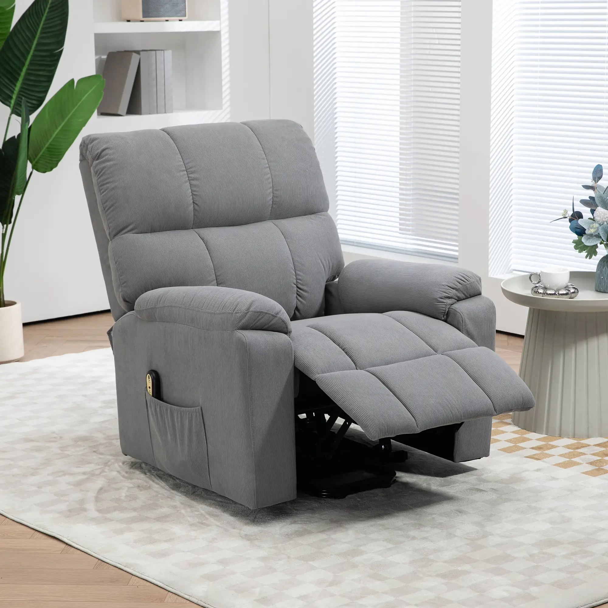 Electric Recliner Lift Chair, Microfibre Upholstered, Remote, Grey - Image 8