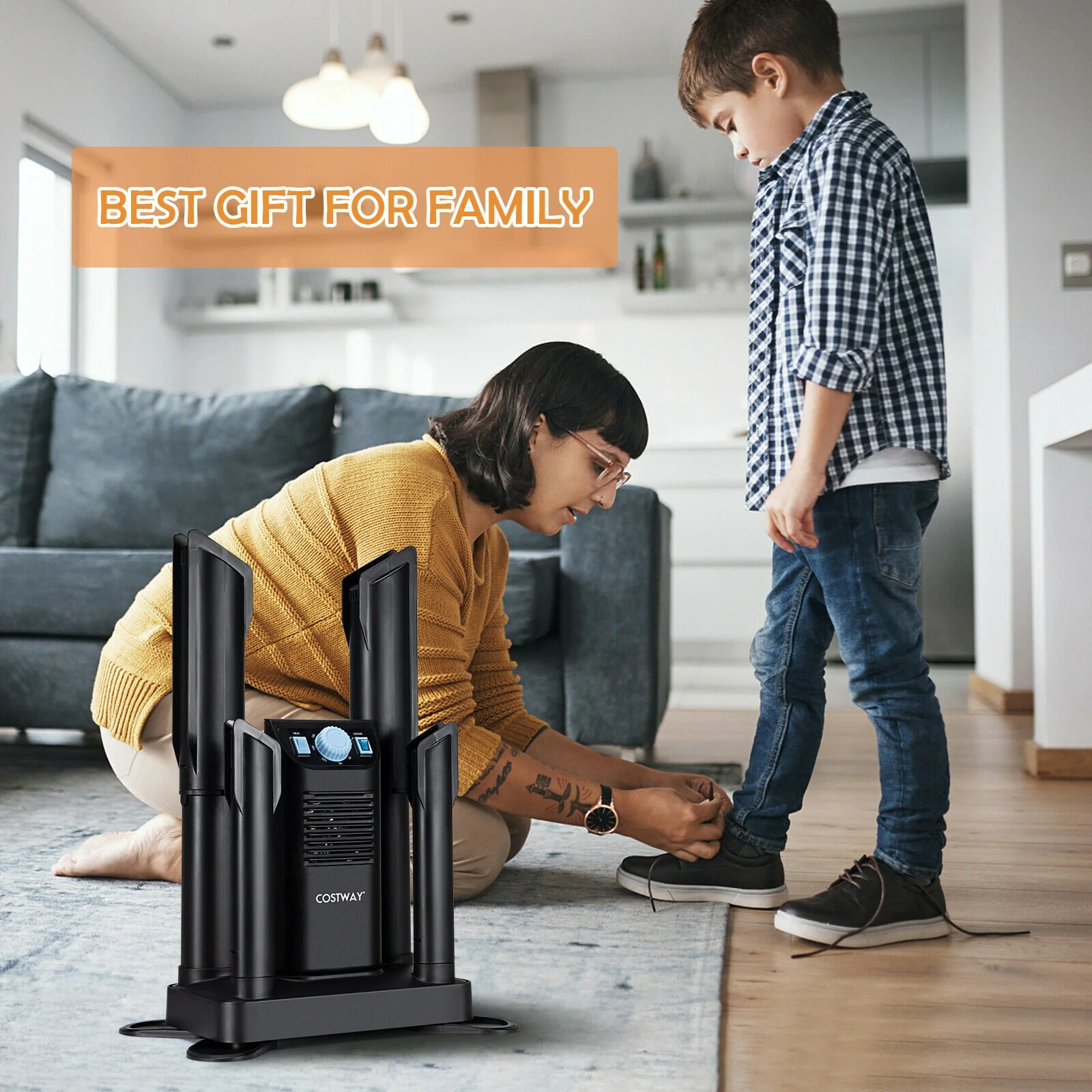 Electric Shoe Boot Dryer, 4 Shoes, 180 Mins Timer, Ozone Disinfection, Black - Image 2
