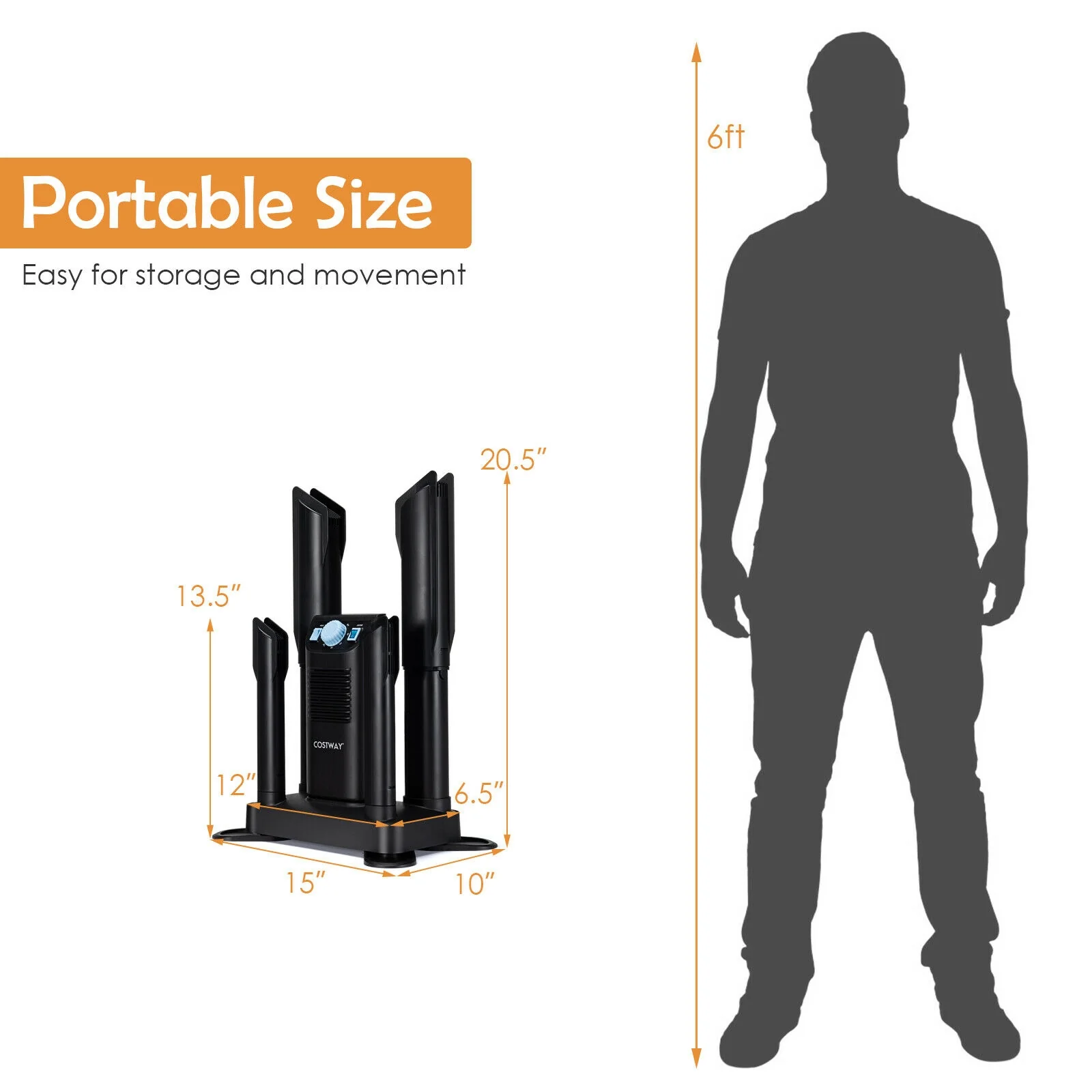 Electric Shoe Boot Dryer, 4 Shoes, 180 Mins Timer, Ozone Disinfection, Black - Image 5