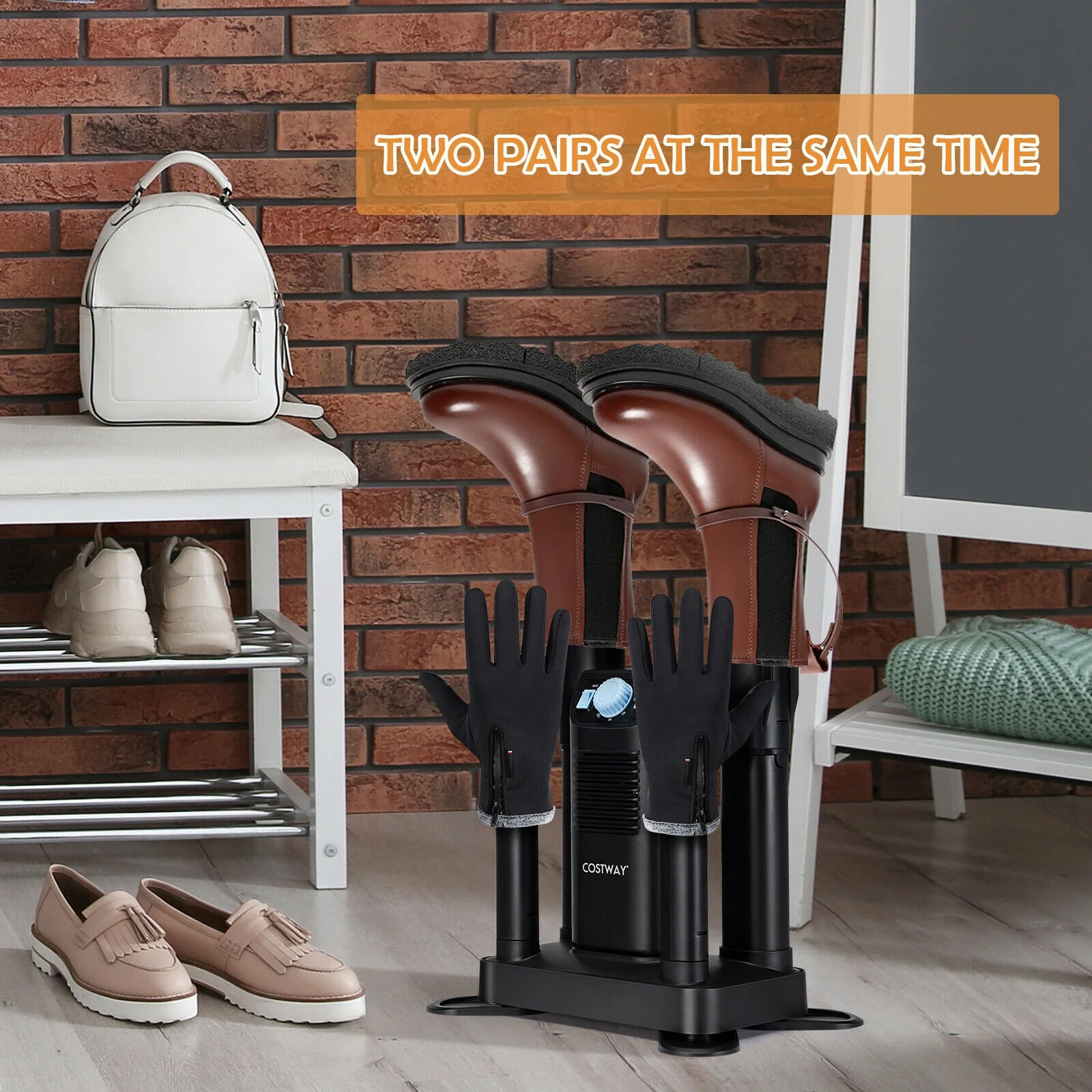 Electric Shoe Boot Dryer, 4 Shoes, 180 Mins Timer, Ozone Disinfection, Black - Image 7