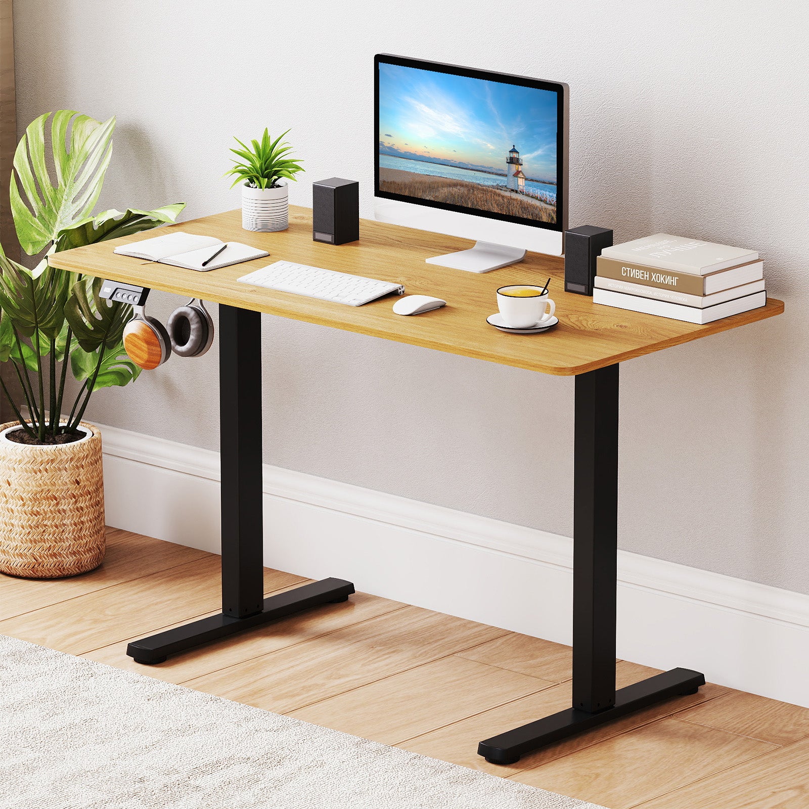 Electric Standing Desk Frame Height Adjustable Computer Desk Base with LED Display, Black - Image 2