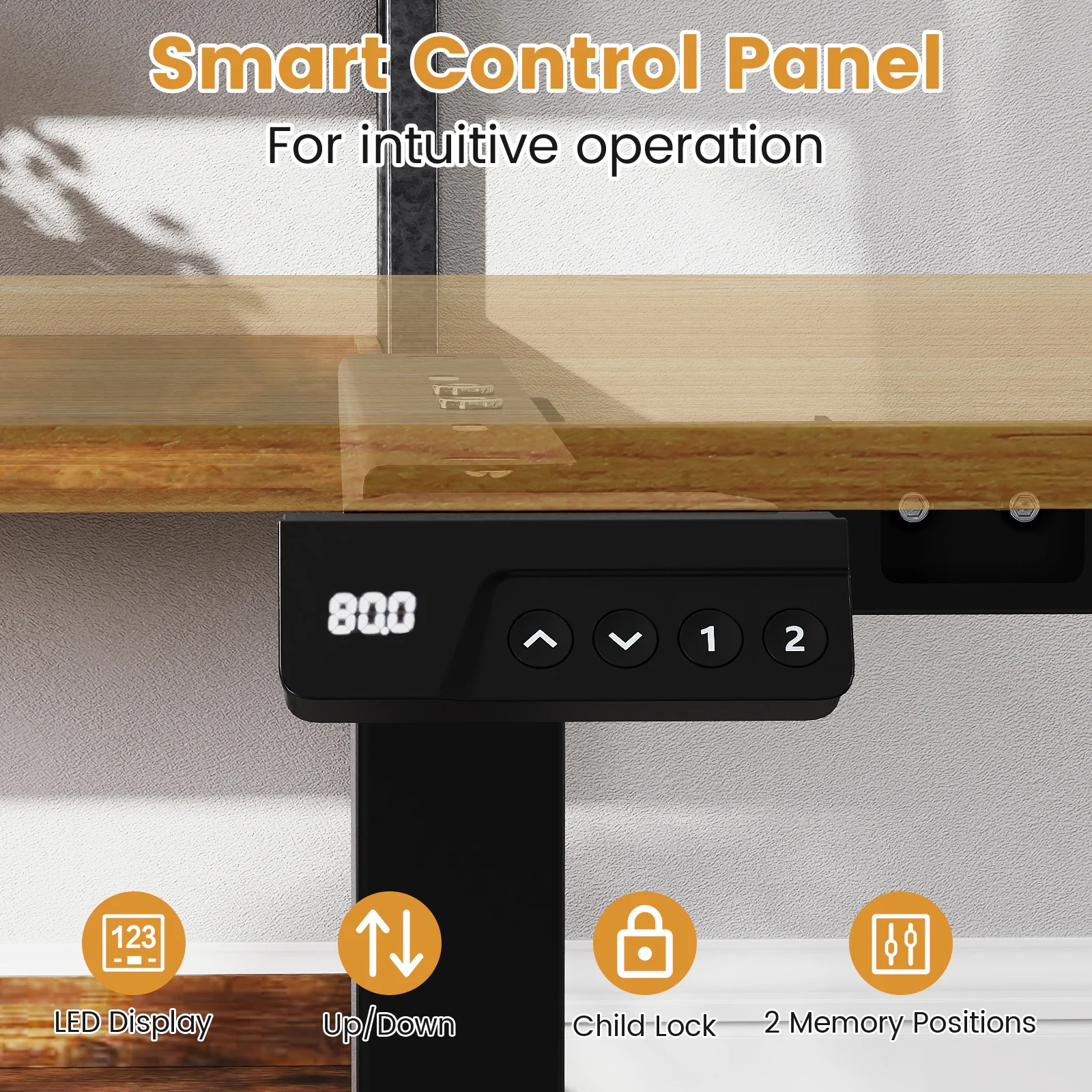 Electric Standing Desk Frame Height Adjustable Computer Desk Base with LED Display, Black - Image 7