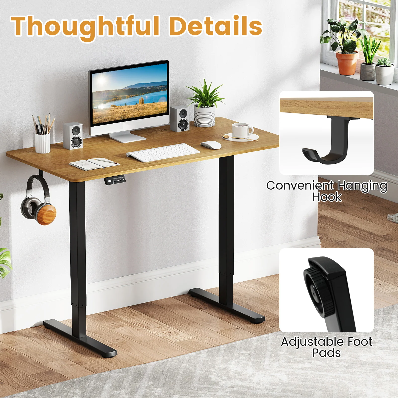 Electric Standing Desk Frame Height Adjustable Computer Desk Base with LED Display, Black - Image 8
