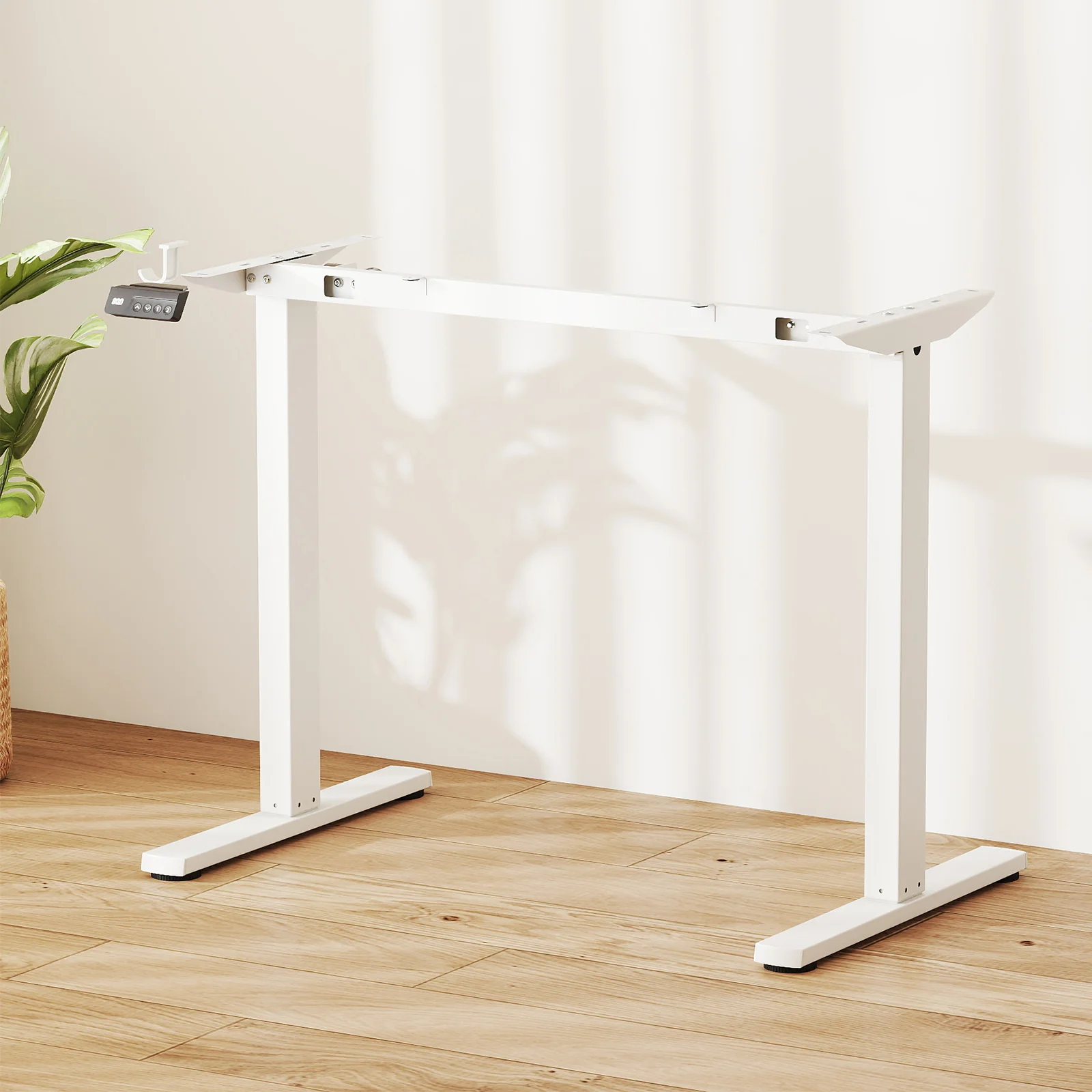 Electric Standing Desk Frame Height Adjustable Computer Desk Base with LED Display, White - Image 3