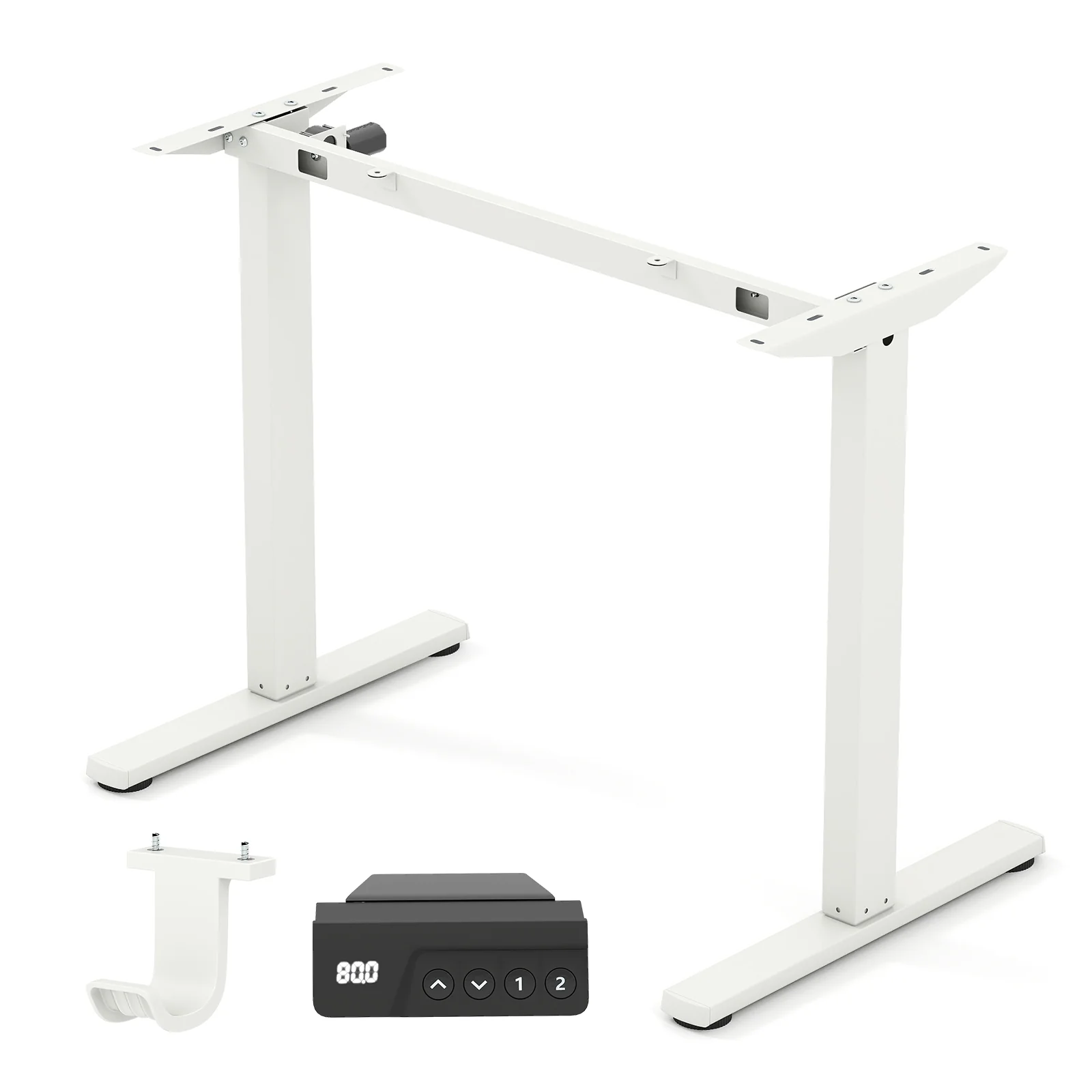 Electric Standing Desk Frame Height Adjustable Computer Desk Base with LED Display, White - Image 4