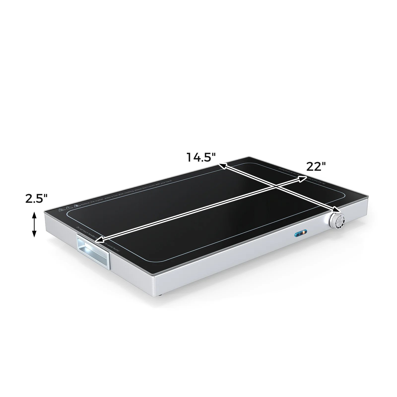 Electric Warming Tray with Adjustable Temperature and Built-In Handles Tempered Glass - Image 6