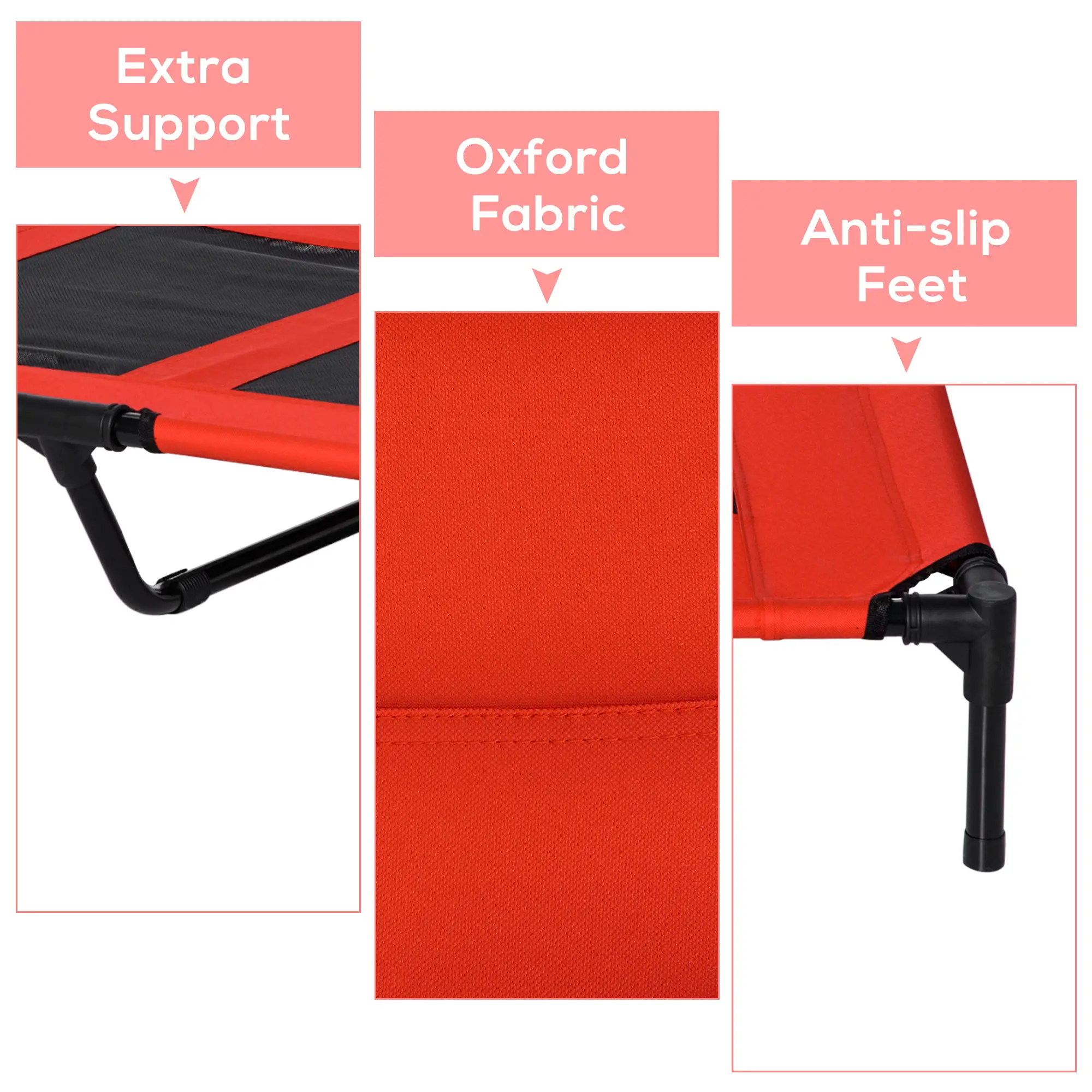 Elevated Dog Bed, Raised Cot for XL Dogs, 36" x 30" x 7", Red - Image 6