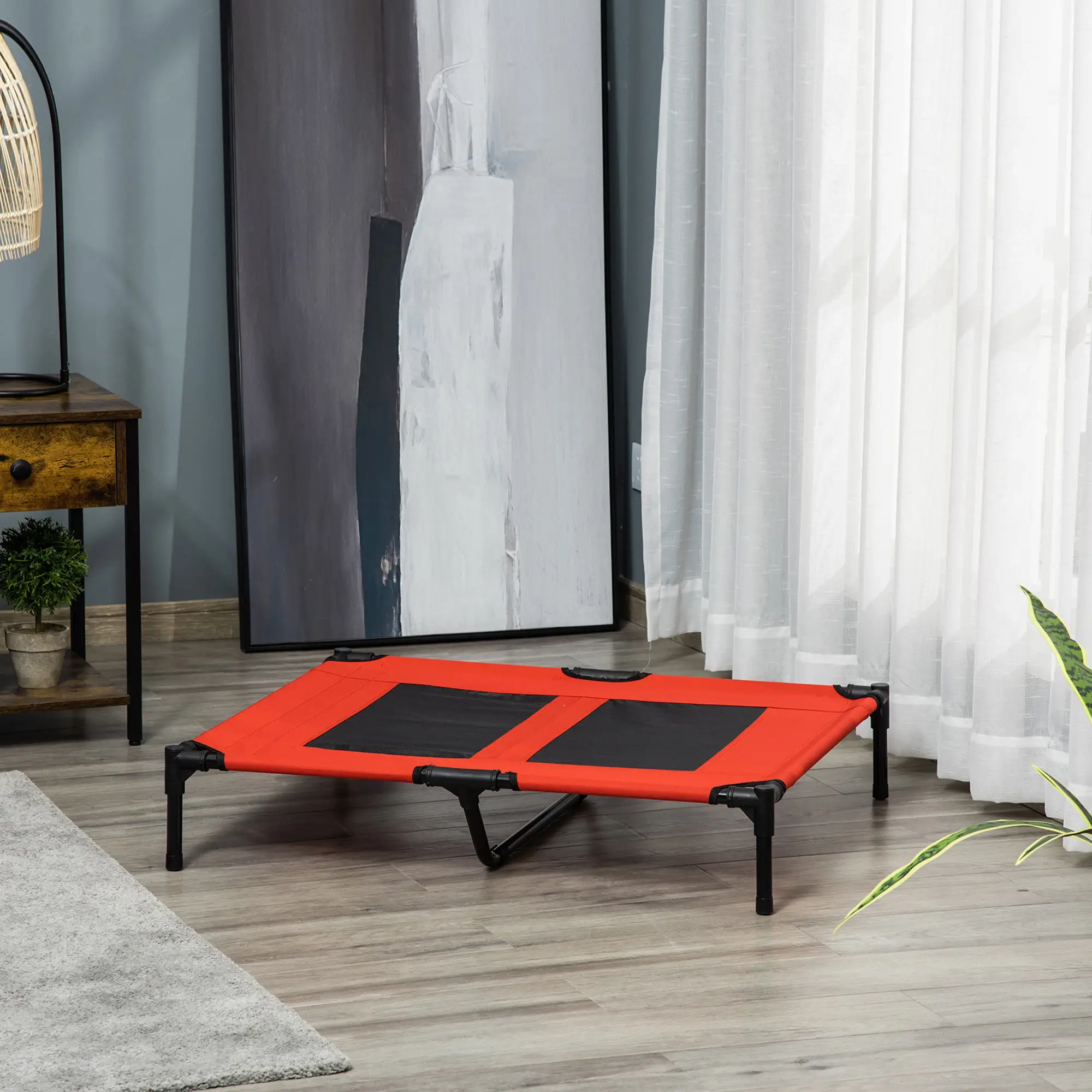 Elevated Dog Bed, Raised Cot for XL Dogs, 36" x 30" x 7", Red - Image 8