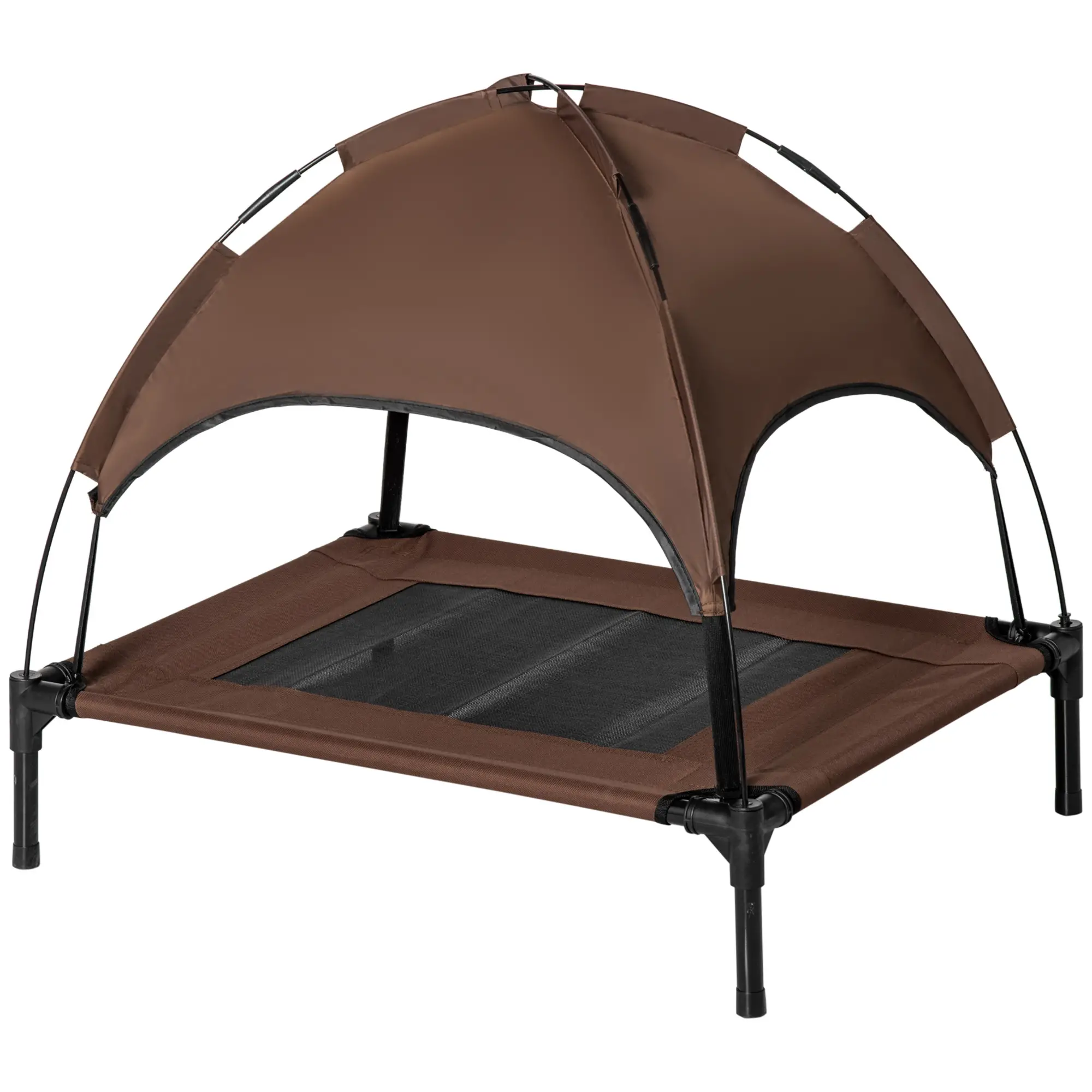 Elevated Dog Bed with Canopy, Portable Dog Cot, 30" x 24" x 29", Coffee - Image 11