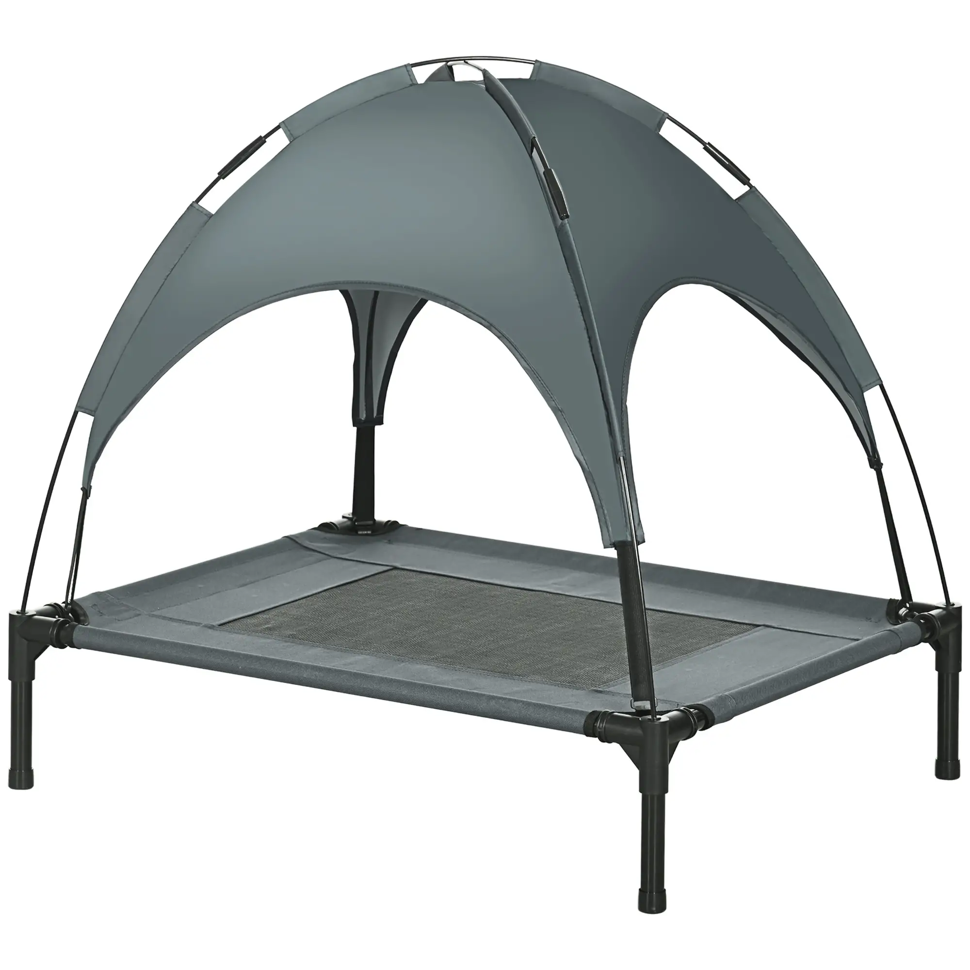 Elevated Dog Bed with Canopy, Portable Dog Cot, 30" x 24" x 29", Grey - Image 11